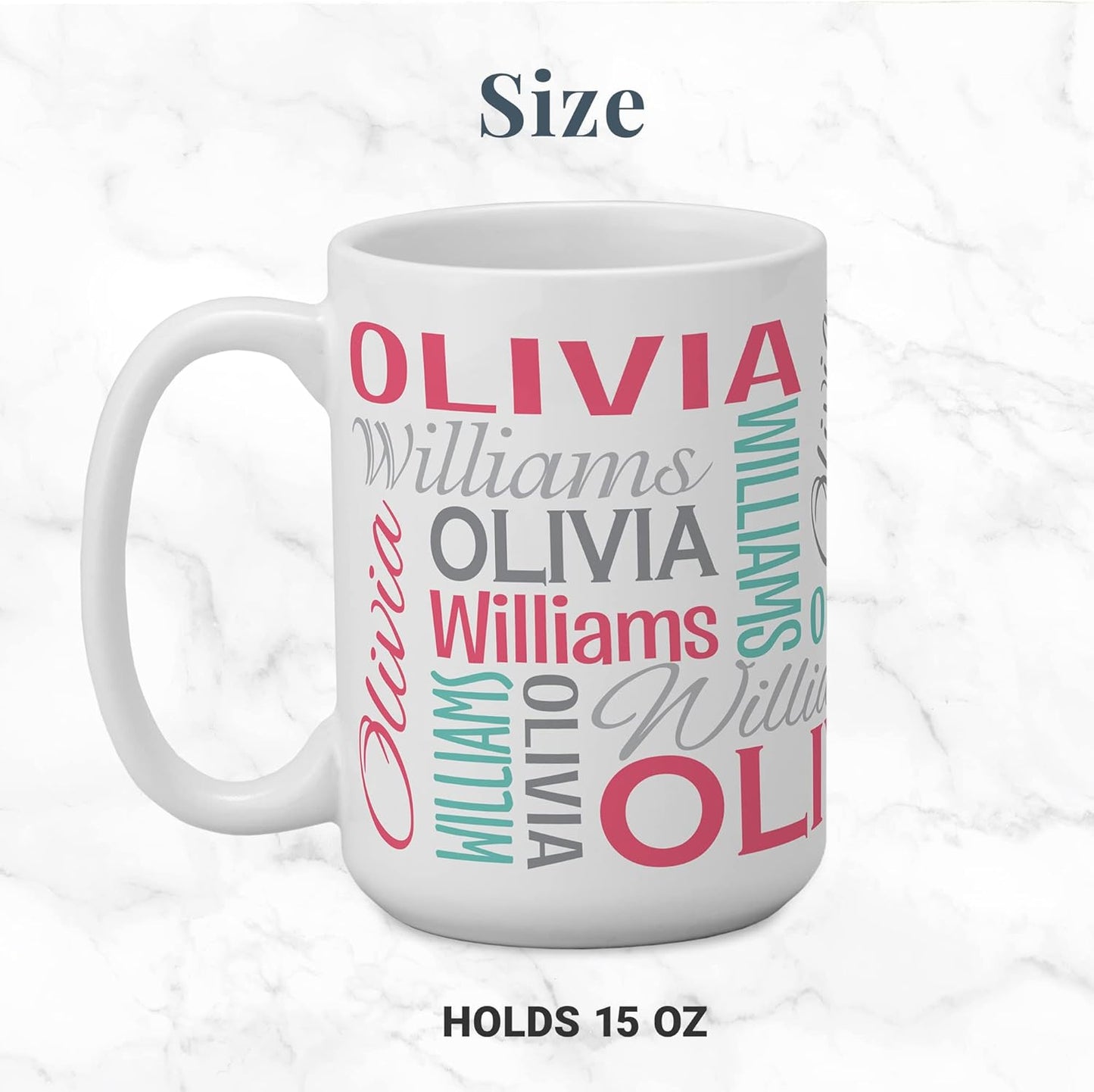 Let's Make Memories Personalized Your Name Signature Mug - Custom 15oz Coffee Mug - Stocking Stuffer - For Christmas -Red/Blue