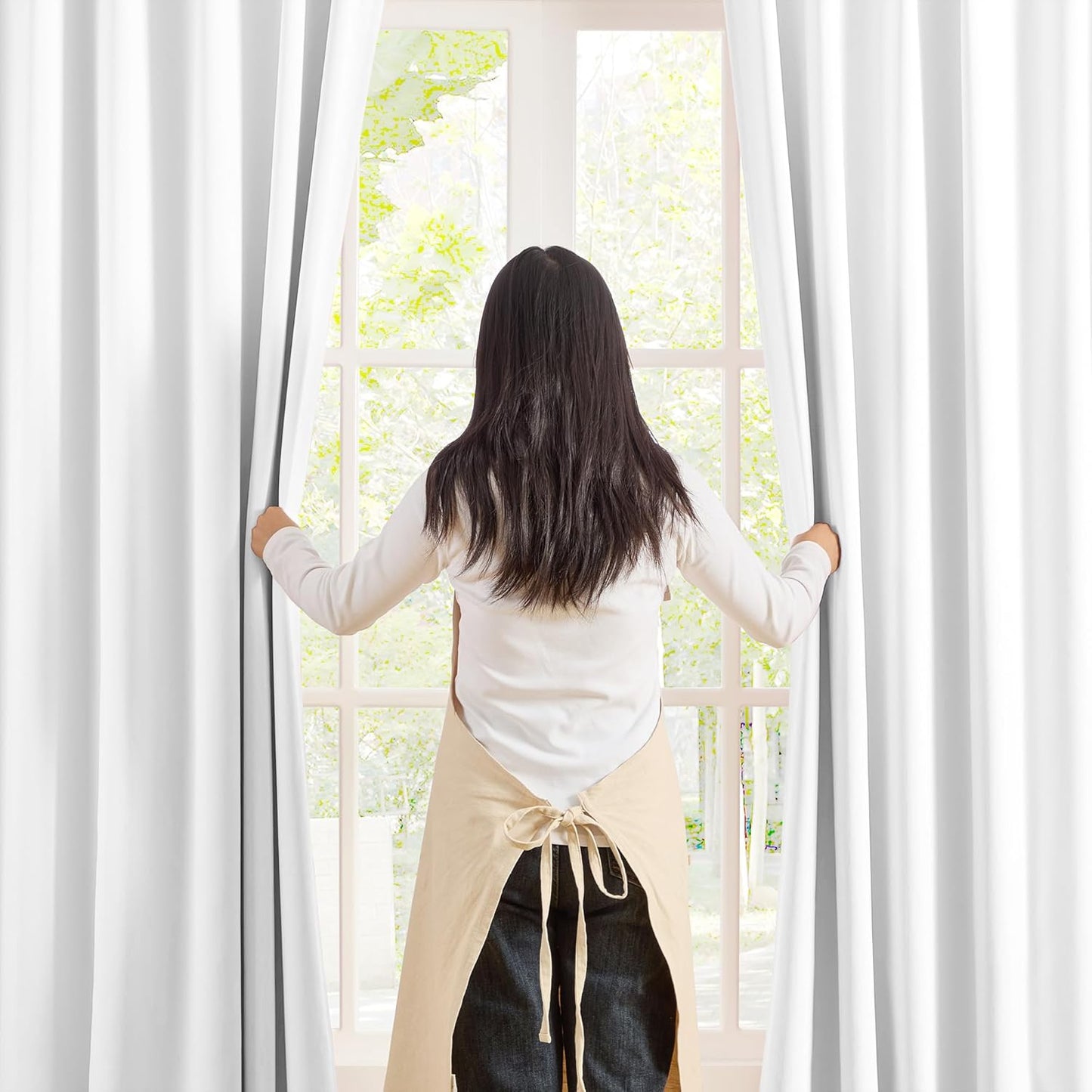 KEQIAOSUOCAI Custom Pleat Curtains & Drapes 100 Inches Long, Thermal Insulated Cabin Accordion Style Vertical Memory Shape Pleat Draft for Living Room 40 x 100-inch,White