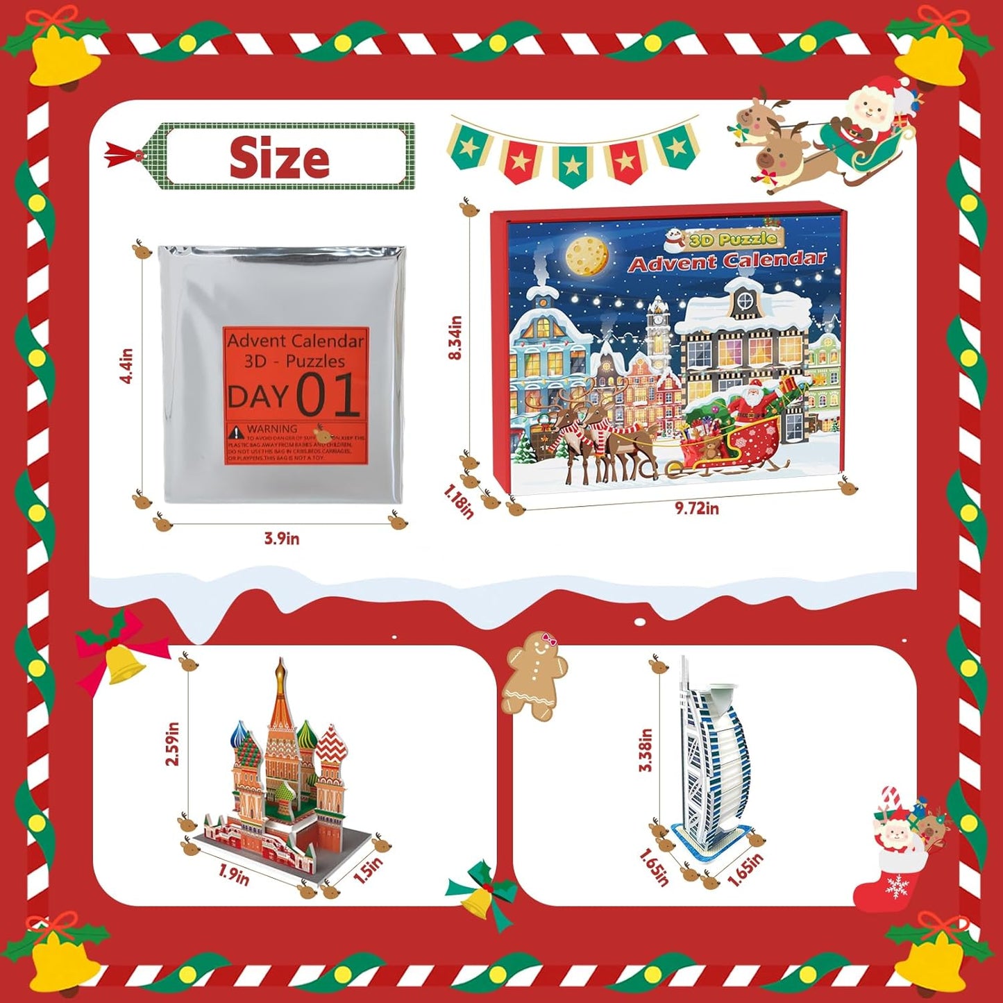 Advent Calendar 2025 Kids 3D World Architecture Puzzle, 24 Days Christmas Advent Calendar, 24 Mini 3D Puzzles, World Architecture Puzzle Gift, Suitable for Boys, Girls, and Geography Lovers