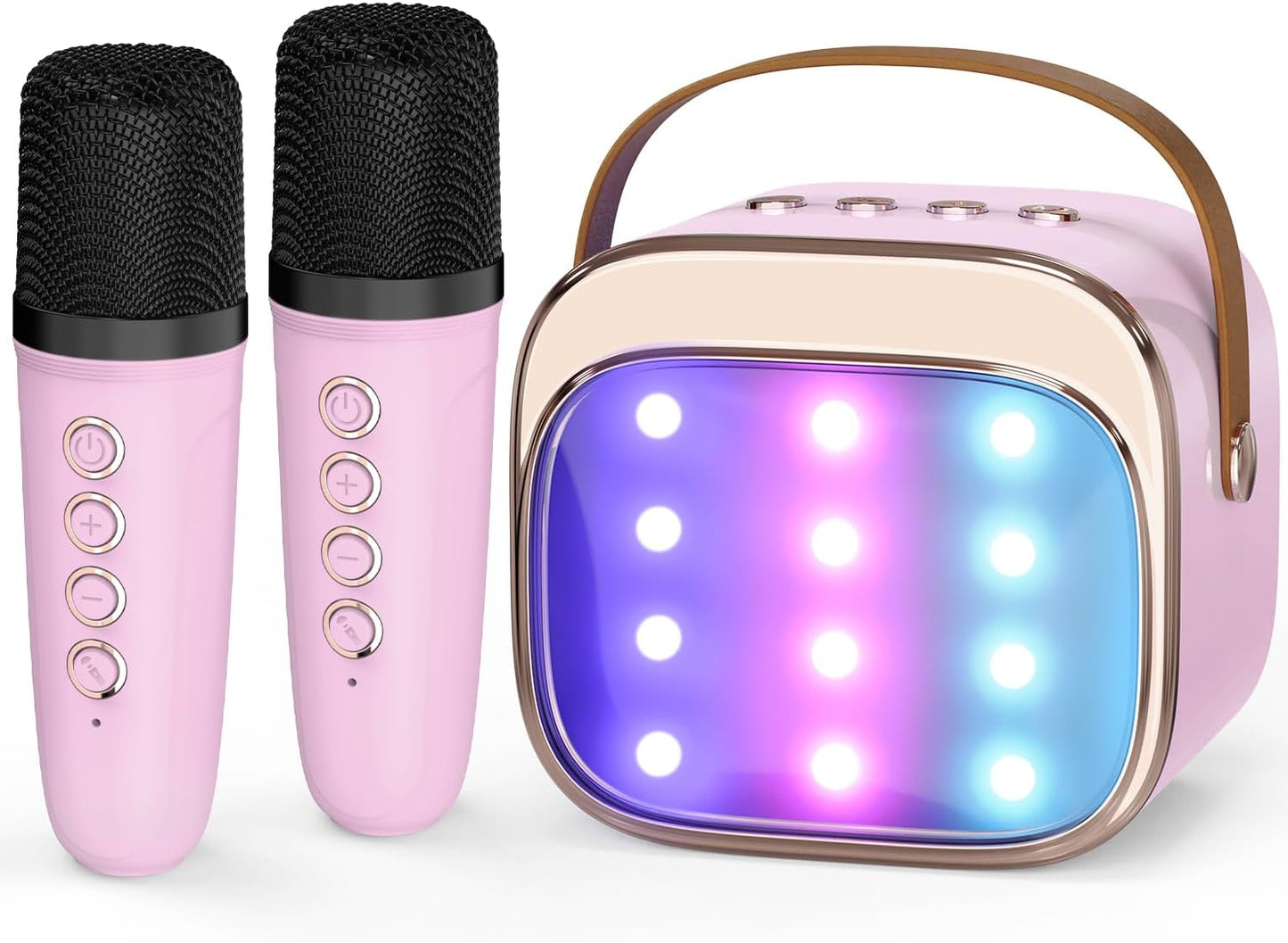 FLUESTON Mini Karaoke Machine for Kids Adults, Portable Bluetooth Speaker with 2 Wireless Microphones, Birthday Kids Gifts Toys for Girls Ages 3, 4, 5, 6, 7, 8, 9,10,11,12+ Years Old