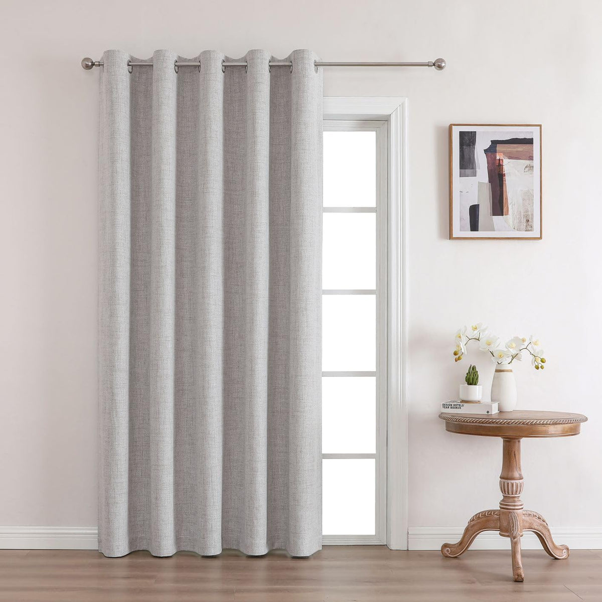 Joydeco Total Blackout Curtains Customize for Living Room Bedroom, Greyish White Grommet Privacy Thermal Insulated Room Darkening Curtain 1 Panel (Custom Size, Color)