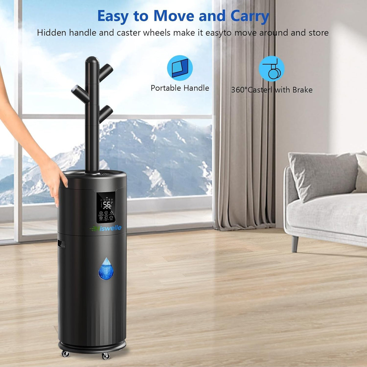 Large Humidifiers for Large Room 2000 sq ft, 17L/4.5Gal Humidifiers for Bedroom, Quiet Floor Humidifier with 4 Mist Mode & Extension Tube for Home Whole House School Office Commercial Plants