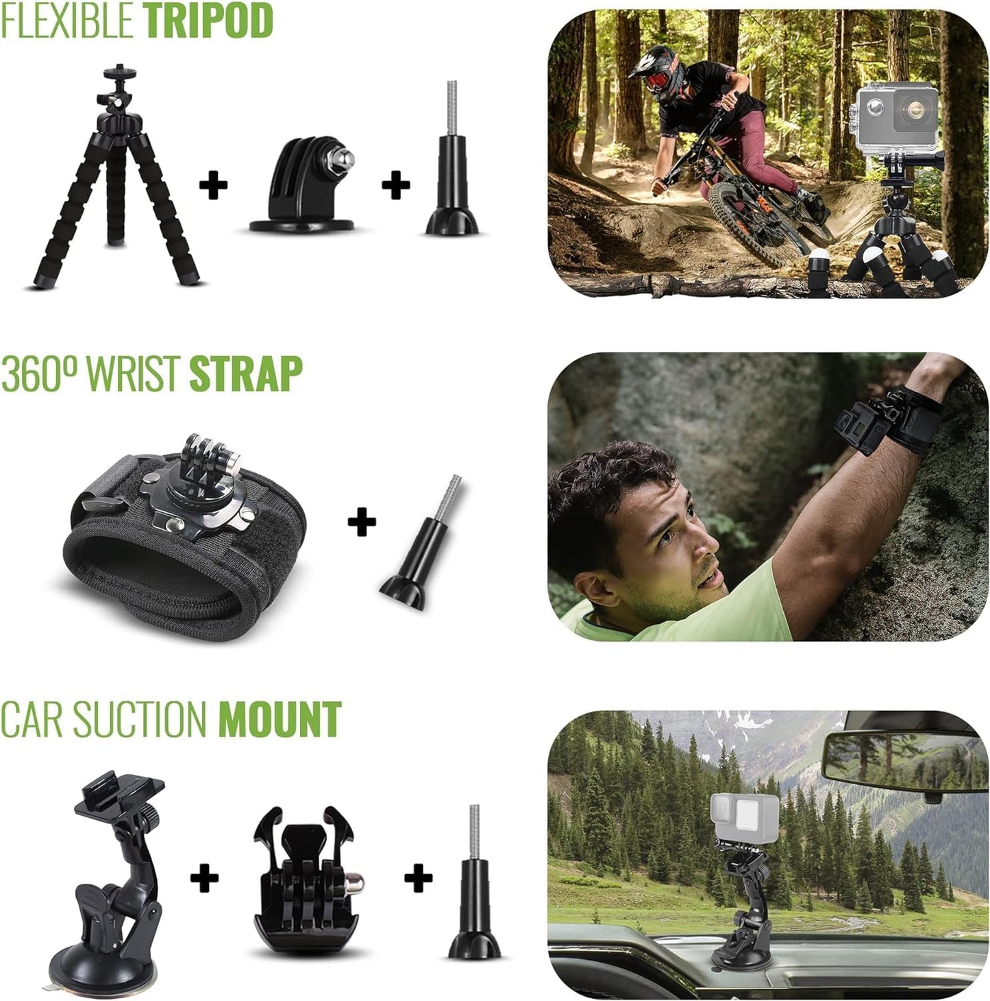 GoPro Hero (Go Pro Hero) Black Compact - Waterproof Action Camera with 4K Ultra HD Video, 12MP Photos + 50-in-1 Accessory Kit + 2 X 64GB Card + More