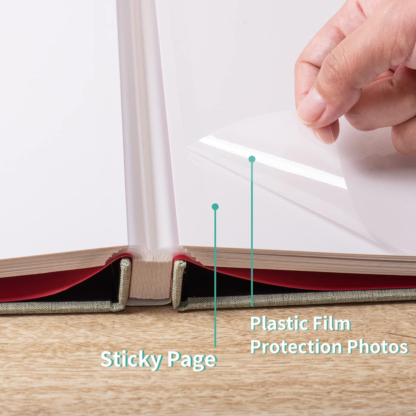 Photo Album Self Adhesive Scrapbook Album for 4×6 Pictures DIY Magnetic Linen Cover Album 15 Sheets/30 Blank Pages for Family Wedding, Birthday, Christmas, Anniversary (Grass Green)