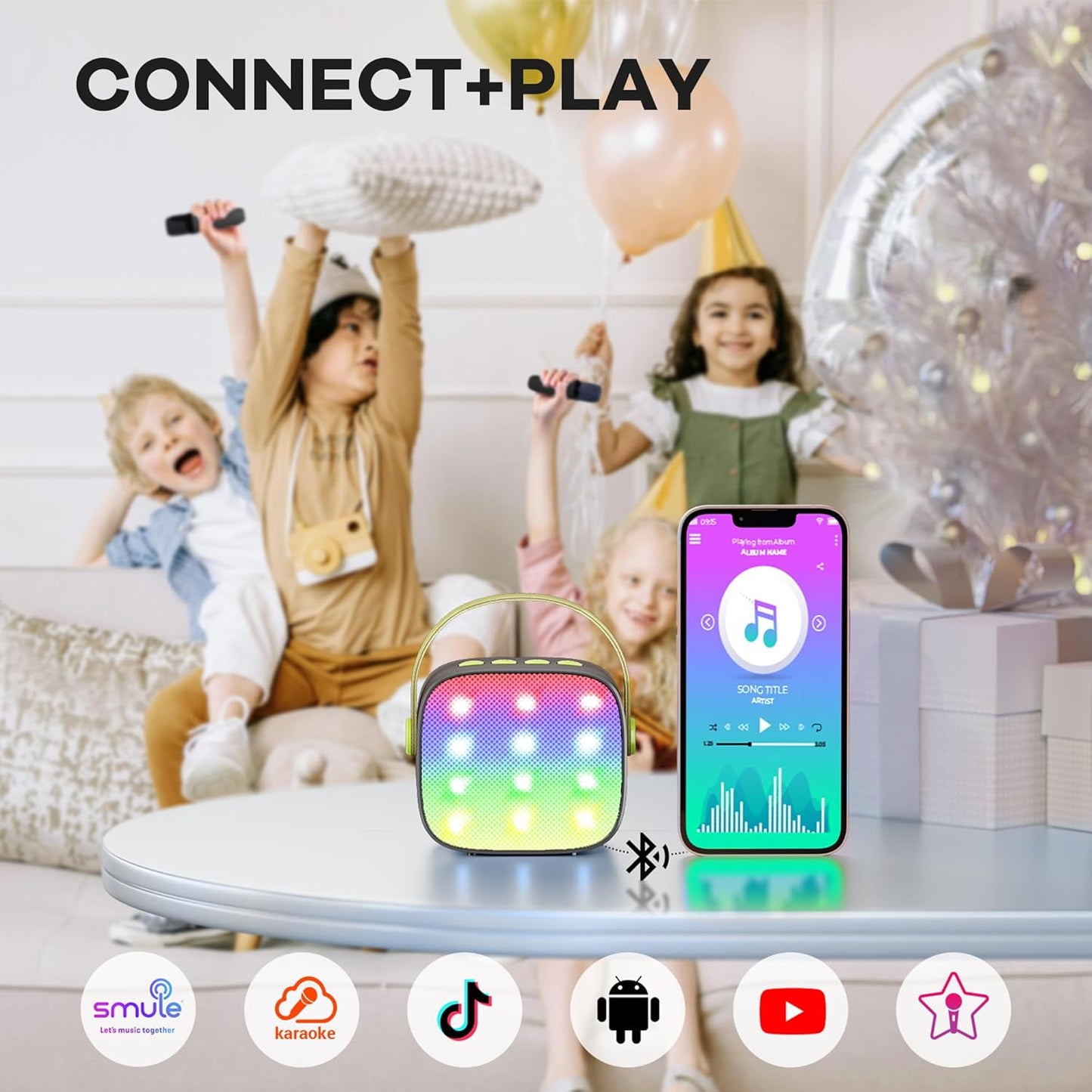 YLL Mini Karaoke Machine with 2 Wireless Microphones, TOP Kids Gifts for Girls Ages 3, 4, 5, 6, 7, 8, 9,10,11,12 +Year Old, 4-12 Years Old Birthday Toy Gift for Girls Boys Party (Black Green)