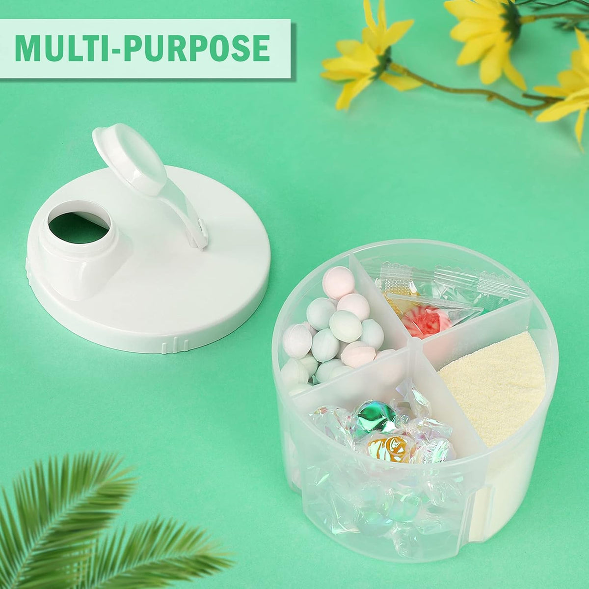 Accmor Baby Formula Dispenser On The Go, Non-Spill Rotating Four-Compartment Formula Container to Go, Milk Powder Kids Snack Container for Infant Toddler Travel Outdoor, White