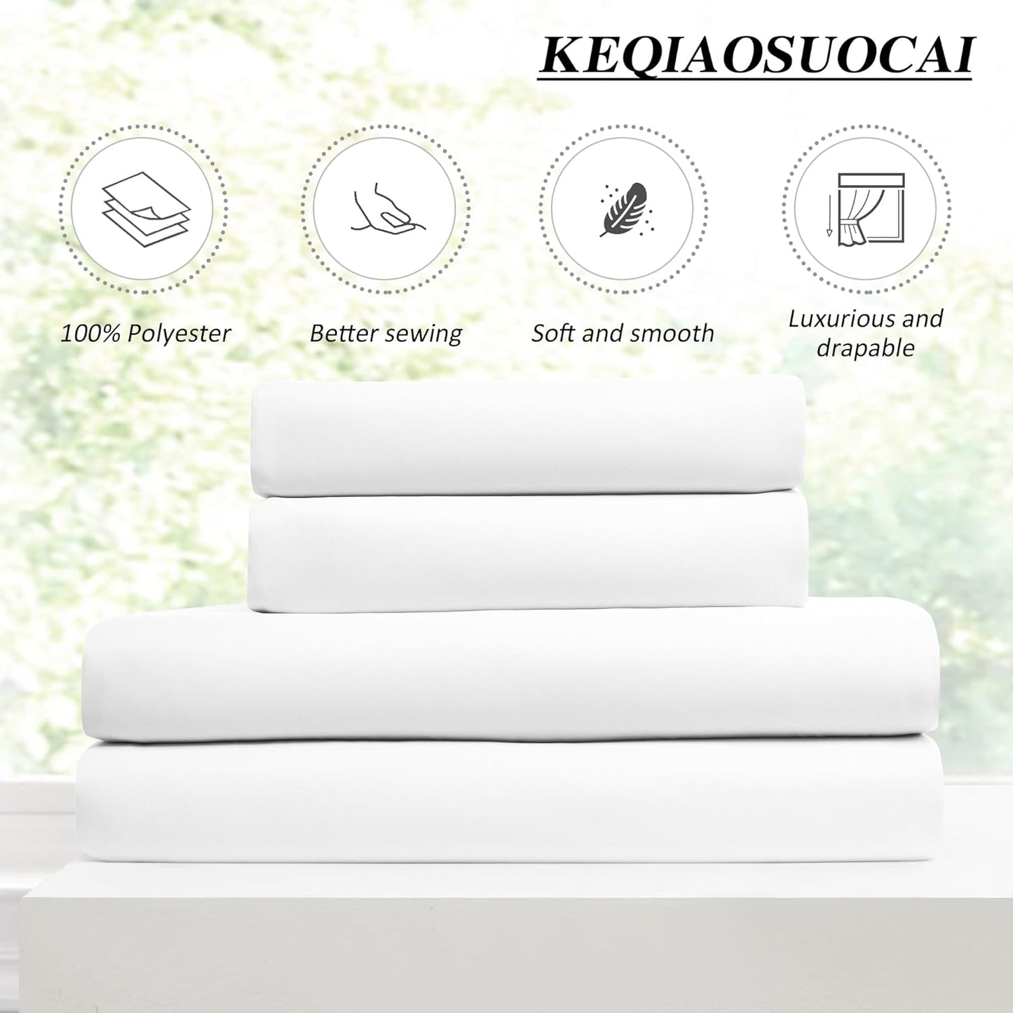 KEQIAOSUOCAI White Blackout Curtains 104 Inches Long, Custom Made Pinch Pleated Memory Trained Window Curtain Panels Drapery for Office Living Room, 40" W x 104" L, Set of 2