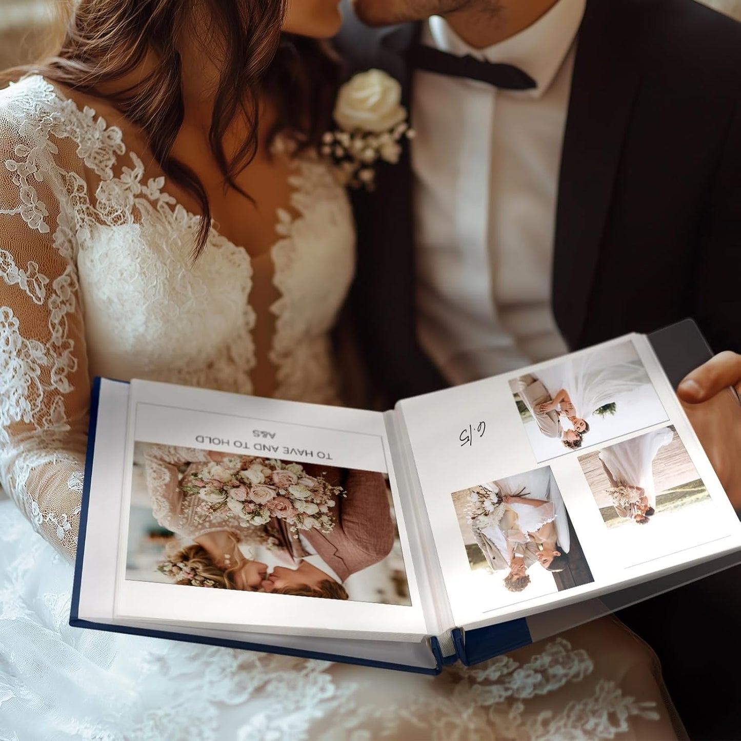 Vienrose Acrylic Cover Self Adhesive Photo Album for Small 4x6 5x7 8x10 Pictures Scrapbook Wedding Memory Book for Polariod Baby Bride Couples Kids School Family Travel 20 Sheets (40 Pages) Navy Blue