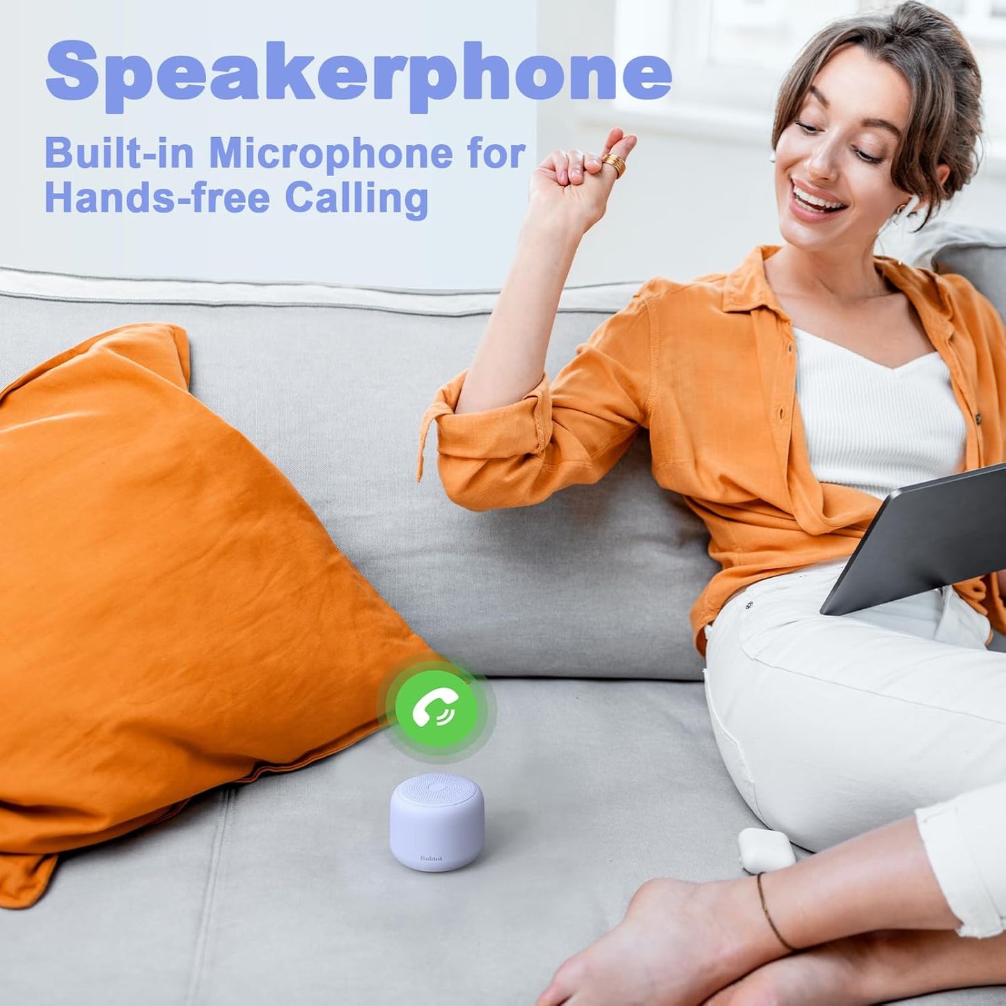 Bobtot Portable Bluetooth Speakers with Strap Easy to Carry, Wireless IPX5 Waterproof Mini Speaker with Loud Stereo Sound, 20 Hours Playtime, Rechargeable Battery, Built-in Microphone, Purple