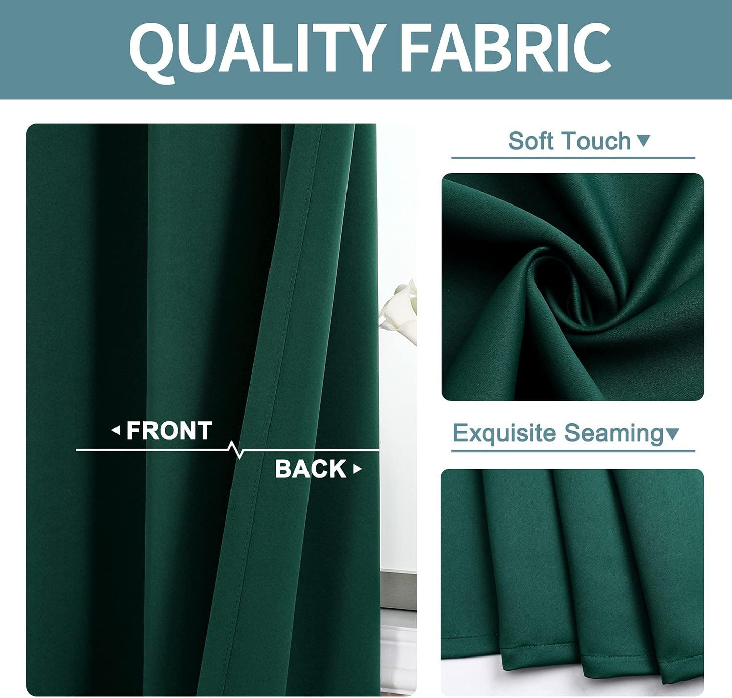 ChrisDowa Blackout Curtains 78 inches Long for Bedroom - 2 Panels Set Grommet Thermal Insulated Room Darkening Curtains for Living Room (Forest Green, 42 x 78 Inch)