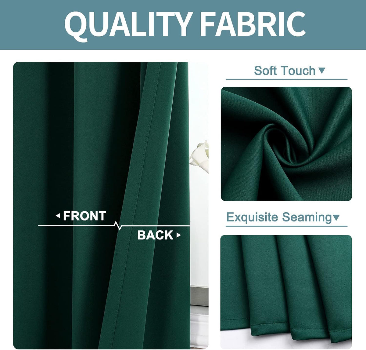 ChrisDowa Grommet Blackout Curtains for Bedroom and Living Room - 2 Panels Set Thermal Insulated Room Darkening Curtains (Forest Green, 52W x 63L)