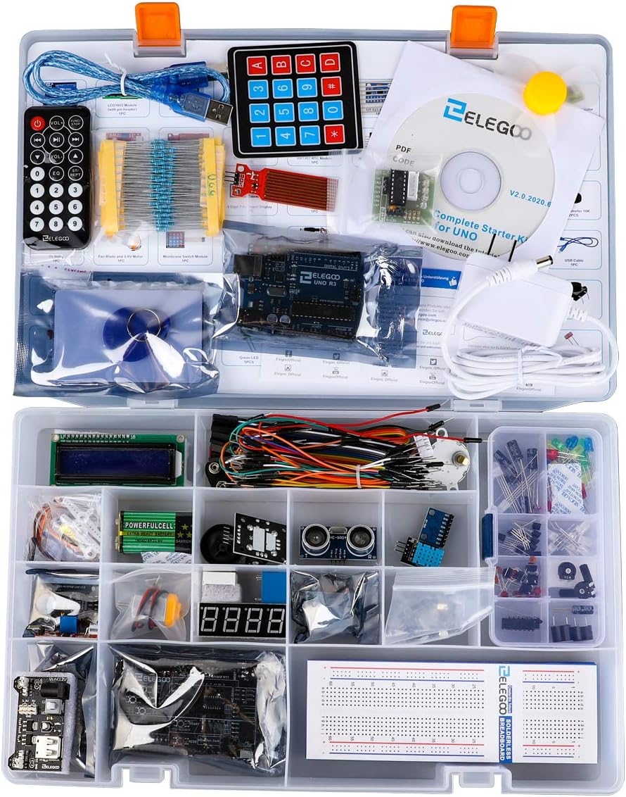 ELEGOO Upgraded UNO R3 Most Complete Starter Kit V2.0 with Tutorials Compatible with Arduino STEM Projects for Teens Adults Robotics & Engineering Kits Science | Coding | Programming Set