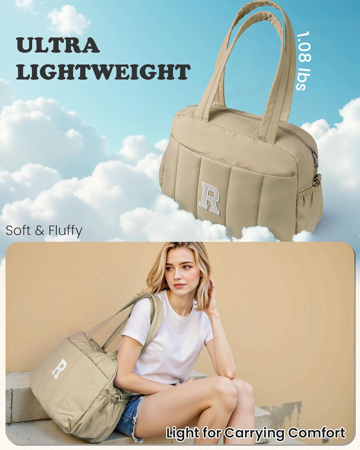 Birthday Gifts for Women-Monogram Duffle Bag, Weekender Bags for Women，Overnight Bag with Wet Pocket，Lightweight Travel Bags Personalized Gym Tote with Makeup Pouch