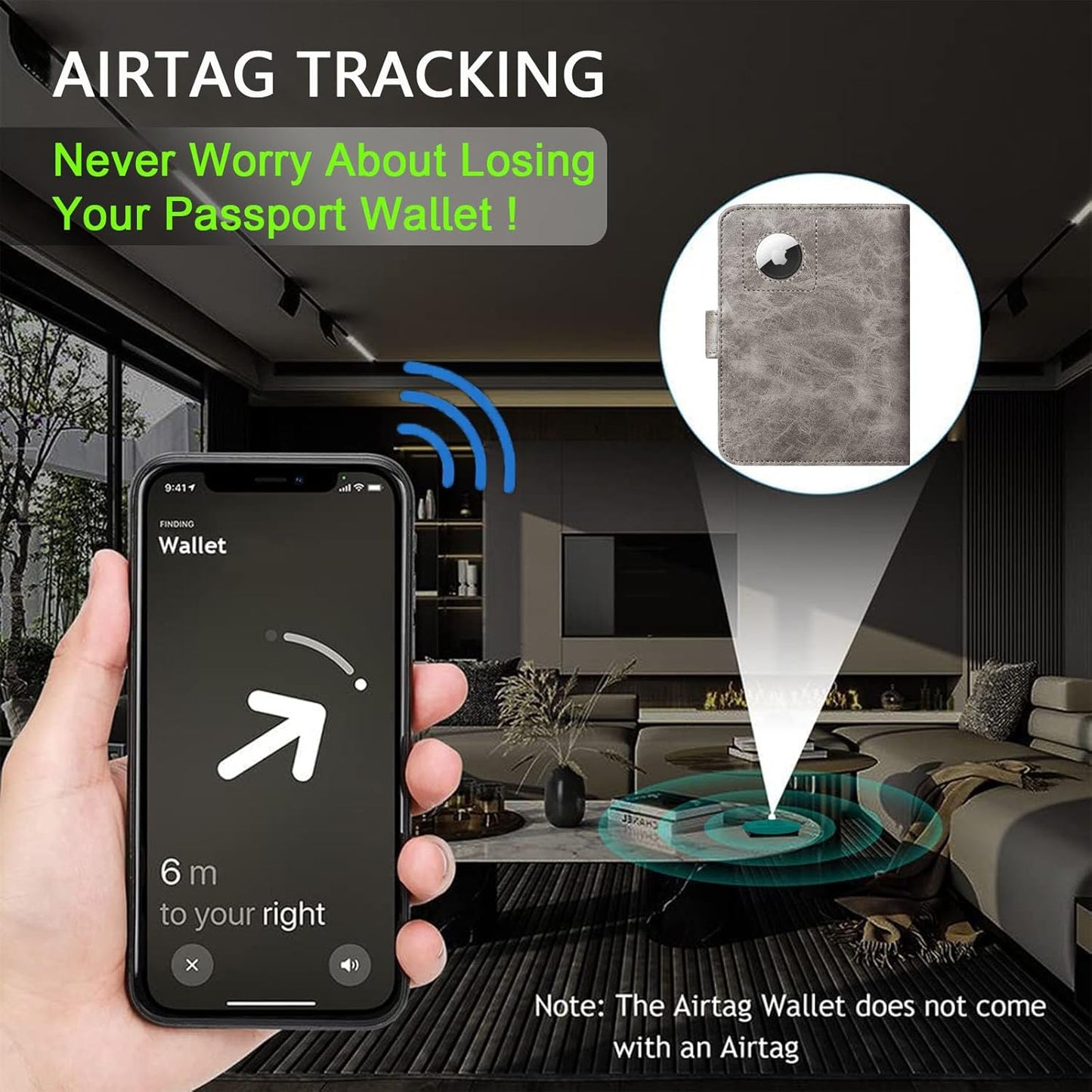 Airtag Passport Holder Cover Wallet RFID Blocking Leather Case Travel Essentials Luggage Accessories Travel Must Have(118#Grey)