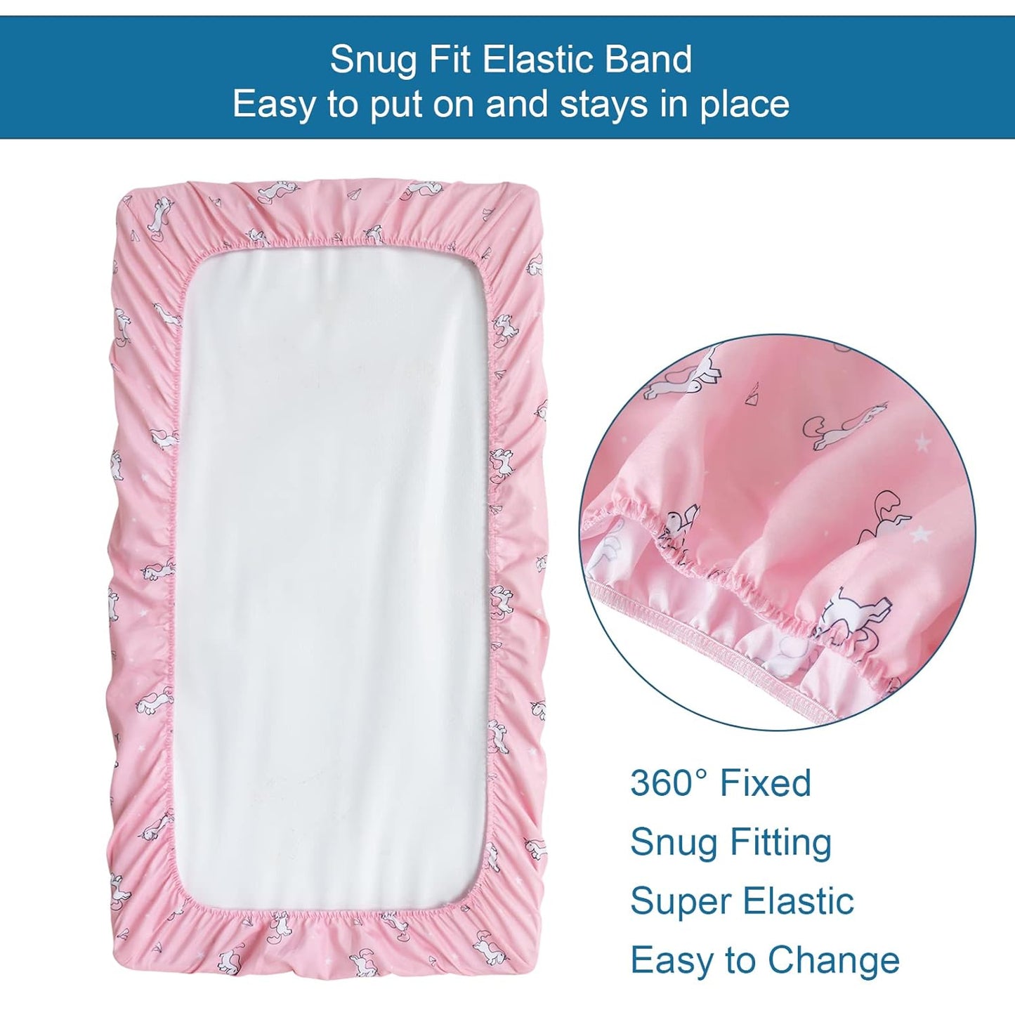 Changing Pad Cover for Girls 4 Pack, Comfy & Breathable Changing Table Cover for 32''x16" Changing Table Pads, Diaper Changing Pad Cover, Pink