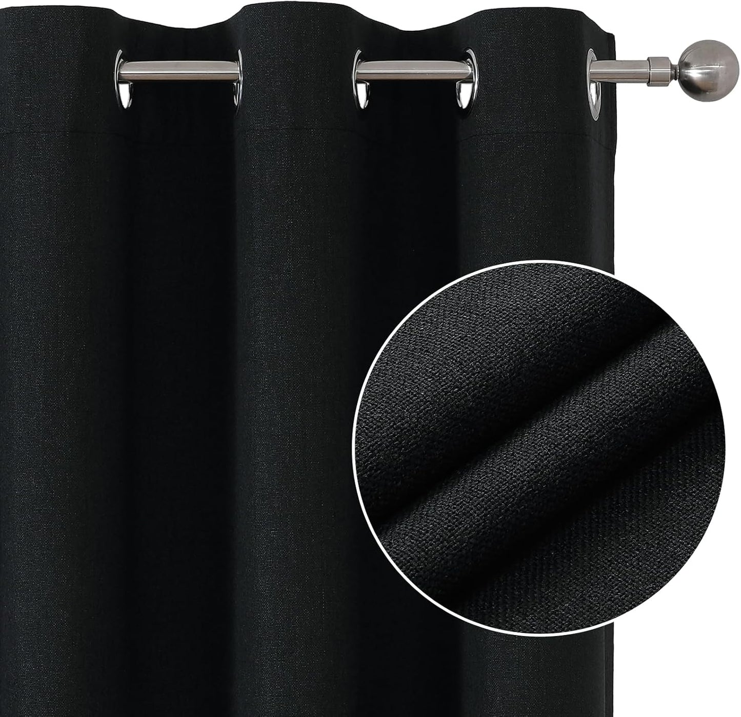 Joydeco Custom Charcoal Grey Textured Total Blackout Curtain for Bedroom and Living Room. Grommet Textured Thermal Insulated Room Darkening Curtain 1 Panel (Custom Size and Color)