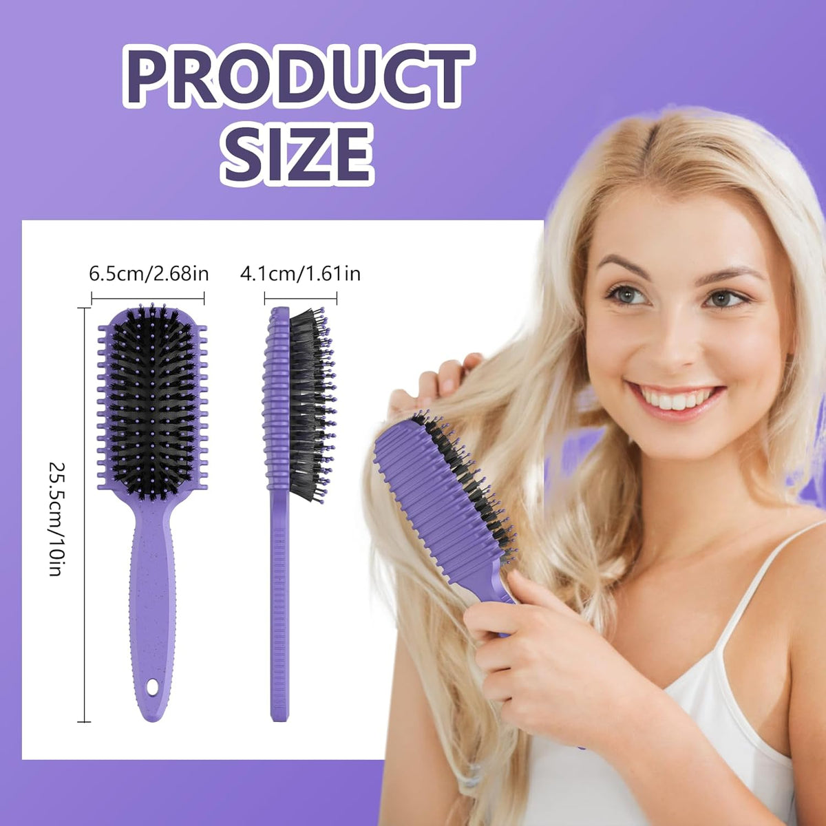 Curl Defining Brush, Curly Hair Brush, Slick Back Hair Brush, For Combing and Shaping Curls in All Hairstyles to Reduce Pulling (Purple)
