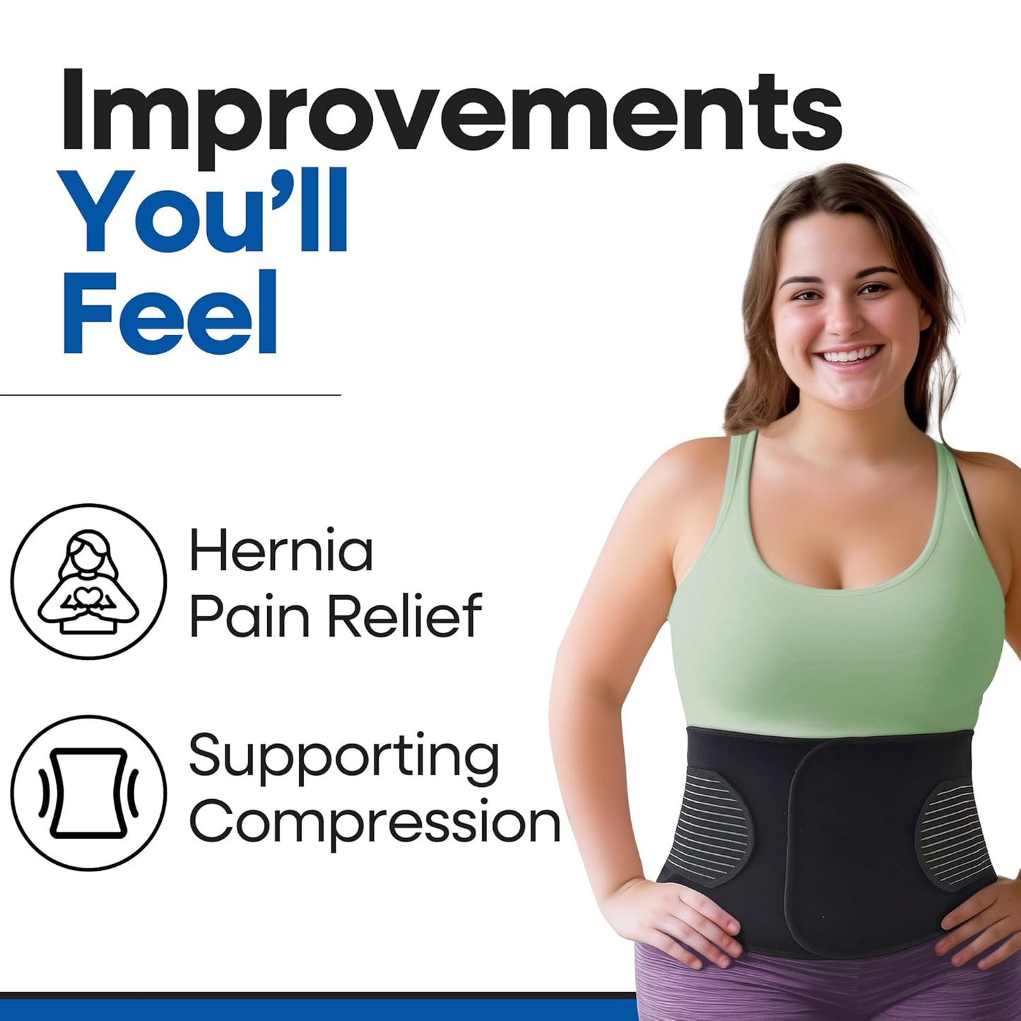 Hernia Belt for Men or Women | Postpartum Belly Band & Belly Wrap | C Section Belly Binder & Abdominal Binder | Post Surgery & Pregnancy Tummy Tuck | Hysterectomy, Umbilical Inguinal Hernia | (XXL)