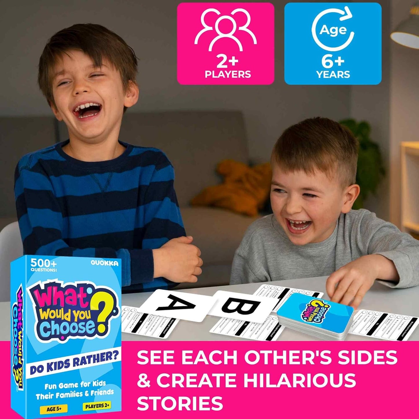 QUOKKA Board Game for 8-12 Year Olds - Original Edition - Family Card Game for Kids Ages 5-8 - What Would You Choose | Do Kids Rather? | Pick Your Answer | Get to Know You - Fun Game Night for Kid