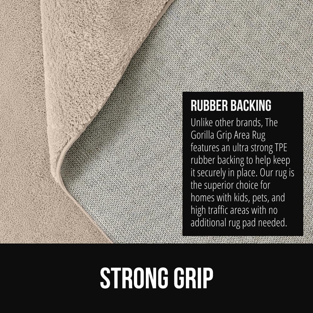 GORILLA GRIP Ultra Soft Washable Area Rug, 5x7, Stain and Slip Resistant Plush Thick Carpet for Bedroom Living Room, No Shed Floor Rugs, Pet Friendly, Dorm Essentials, Kids Nursery Home Decor, Ivory