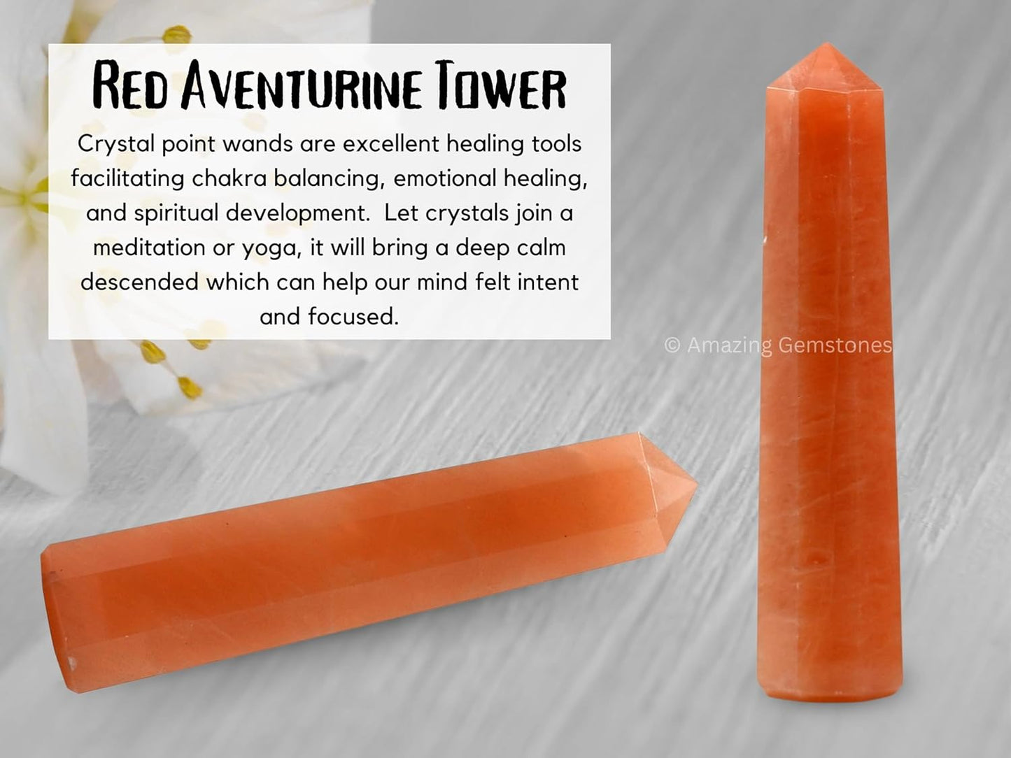 Amazing Gemstone Red Aventurine Crystal Towers ~ Natural Healing Crystal Point Obelisk for Reiki Healing and Crystal Grid (2 to 3 INCH)