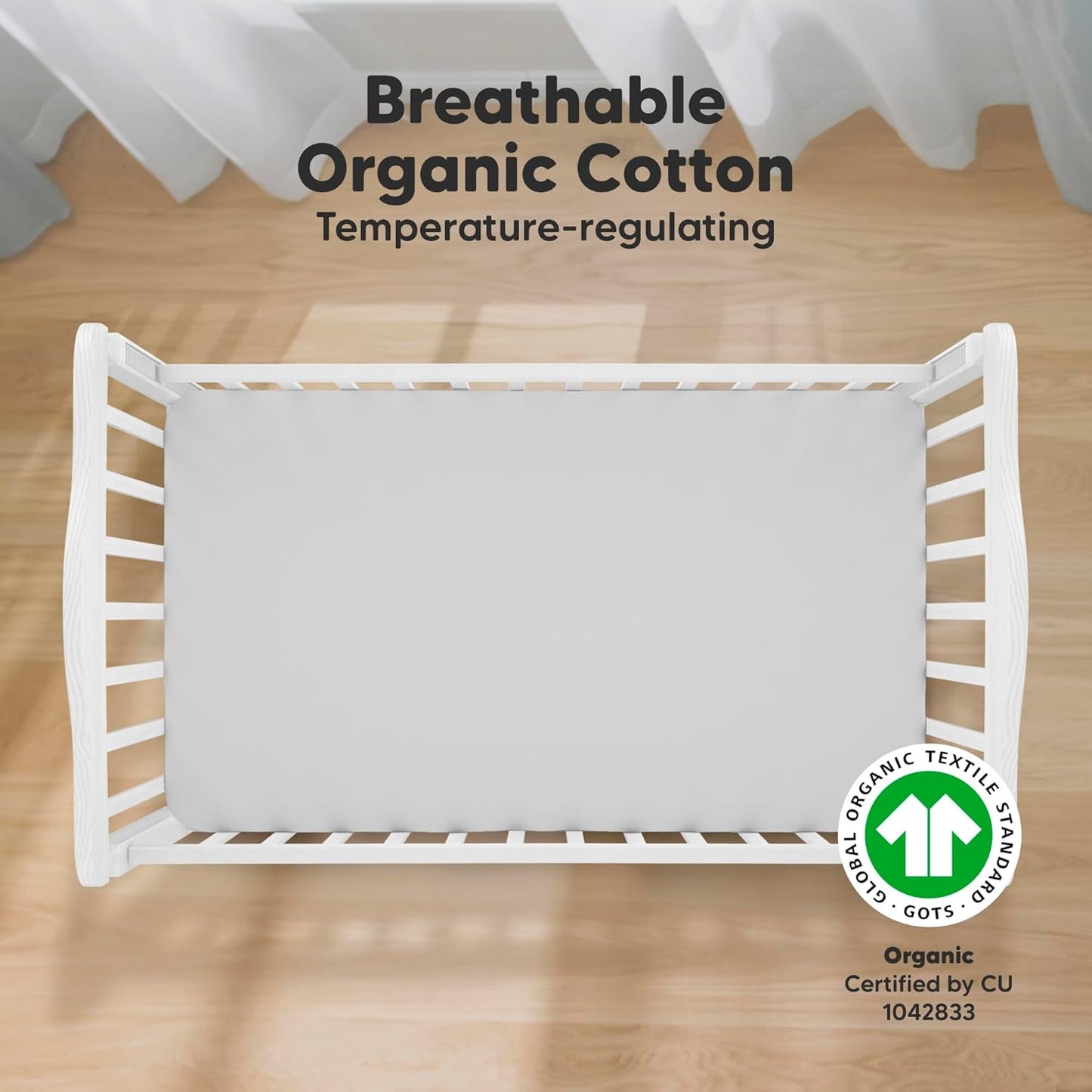 KeaBabies 2-Pack Organic Crib Sheets for Boys, Girls - 52x28 Fitted Crib Mattress Sheet Neutral, Breathable Jersey Cotton Cover for Baby Bed, Toddler Mattress, Soft & Cute Prints (French Gray)