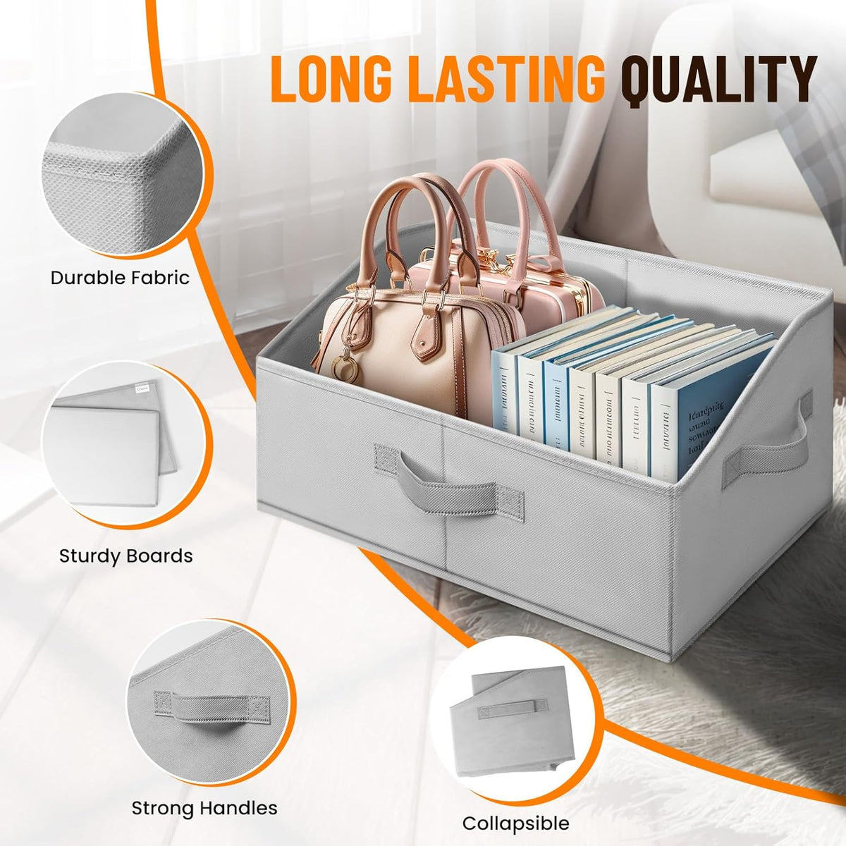 Extra Large Closet Organizers Bins 8 Pack - Blanket Basket for Organizing/Home Clothes Storage Bins for Jeans/Toy Organizers for Nursery/Wardrobe Shelf Closet Organization for Purse Hats Towel