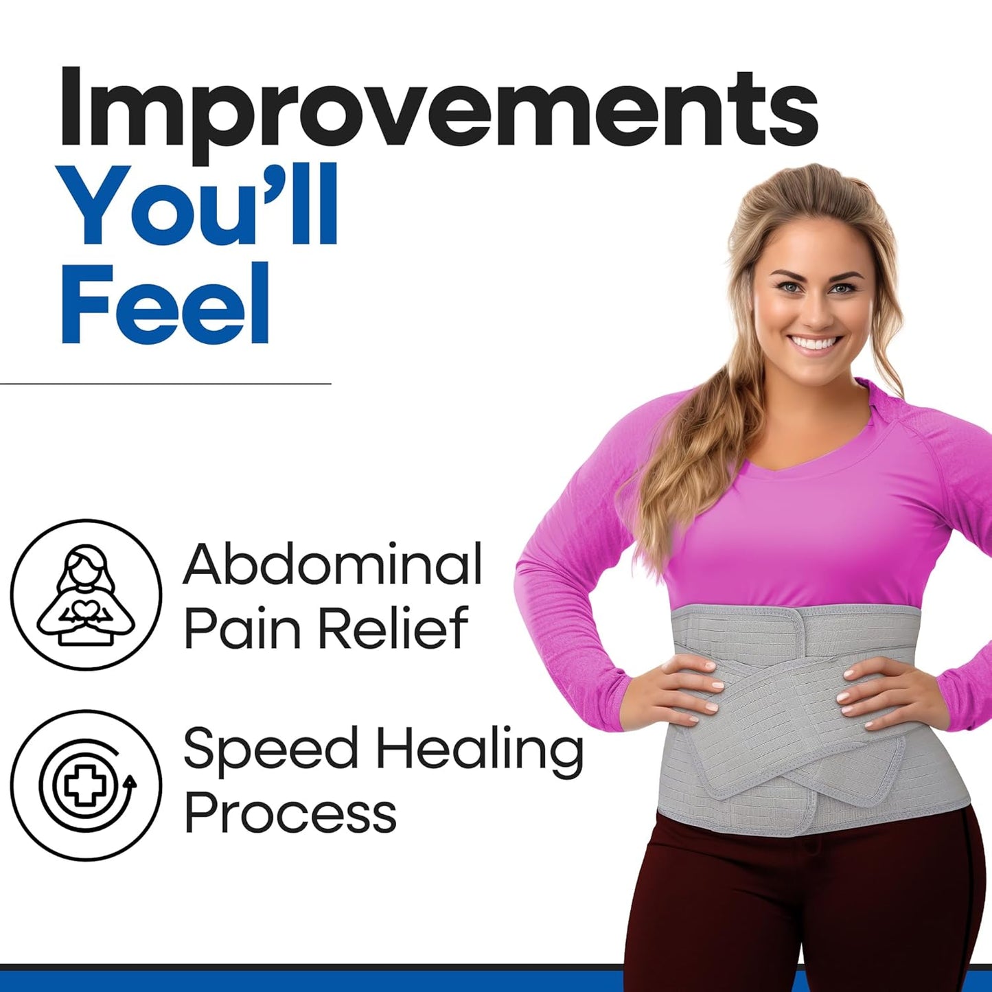 Abdominal Binder Post Surgery Tummy Tuck - Postpartum Belly Band Wrap | Post C Section Belly Binder Recovery | Stomach Compression Hernia Belt For Men & Women After Pregnancy, Hysterectomy L/XL