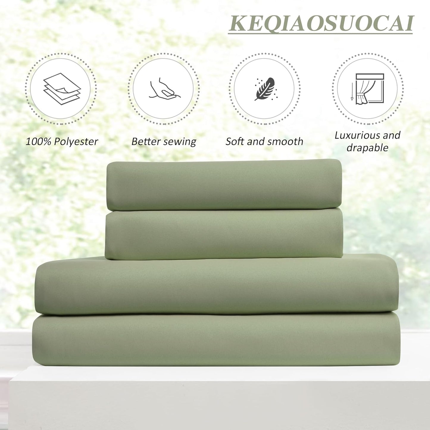 KEQIAOSUOCAI Sage Green Blackout Curtains Pinch Pleat 84 Inches Long Thermal Insulated Black Out Drapery for Bedroom Light Blocking Window Covering Darkening Drapes for Living Room 40x84 2 Pieces