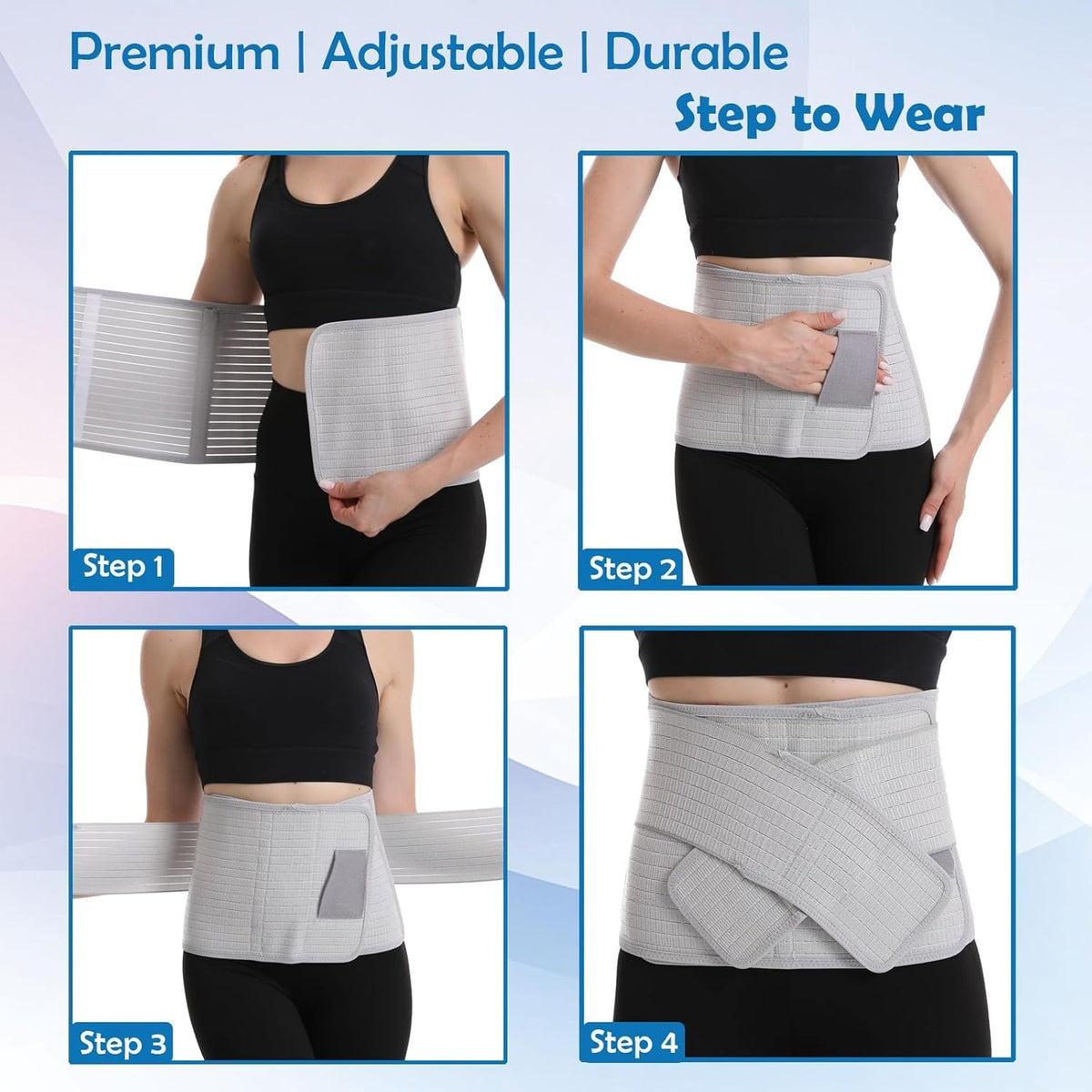 Paskyee Postpartum Belly Band, Abdominal Binder Post Surgery Belly Wrap, C Section Recovery Must Haves, Girdle for Postnatal Care, Waist/Pelvis Belt for Back Pain Relief Grey S/M
