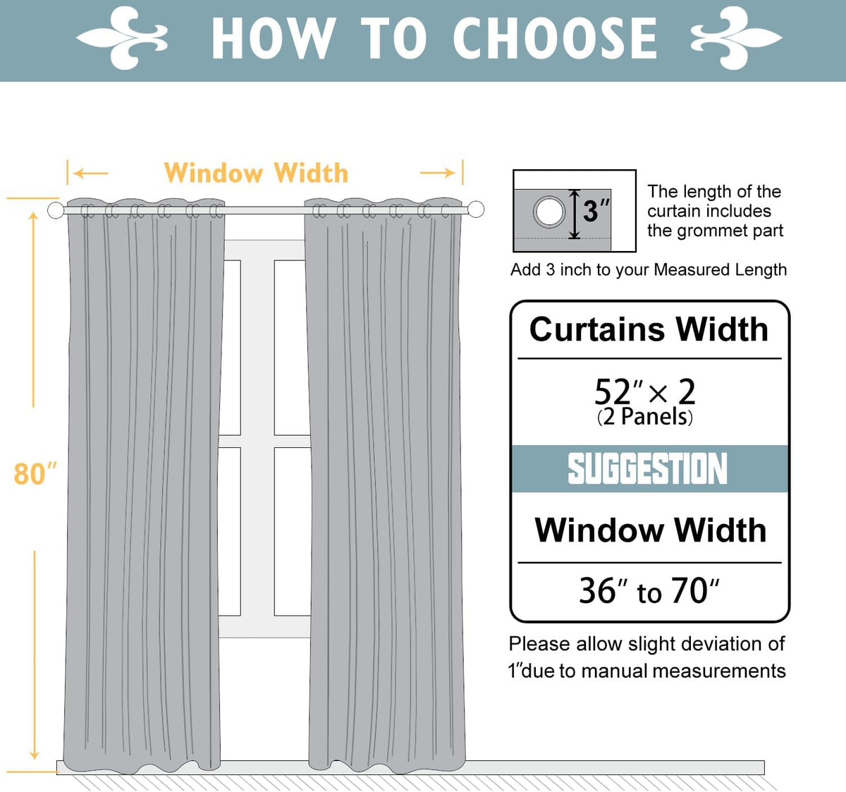 ChrisDowa 100% Blackout Curtains 80 inch Long for Bedroom with Black Liner, 2 Thick Layers Total Blackout Thermal Insulated Grommet Window Curtains 2 Panels Set (Aqua, 52 x 80 Inch)