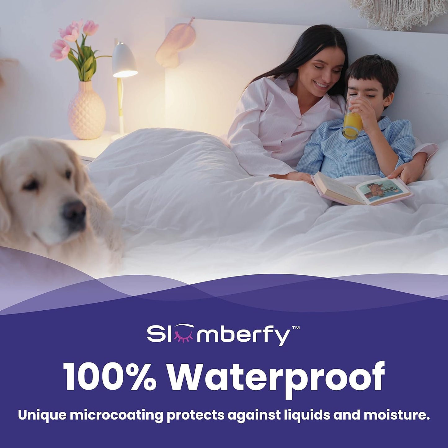 Queen Size Waterproof Bamboo Mattress Encasement by Slumberfy - Premium Skin-Safe Mattress Protector with 360° EZ Zipper, Lab-Tested Bed Bug, Zippered Encasement (60x80 in)