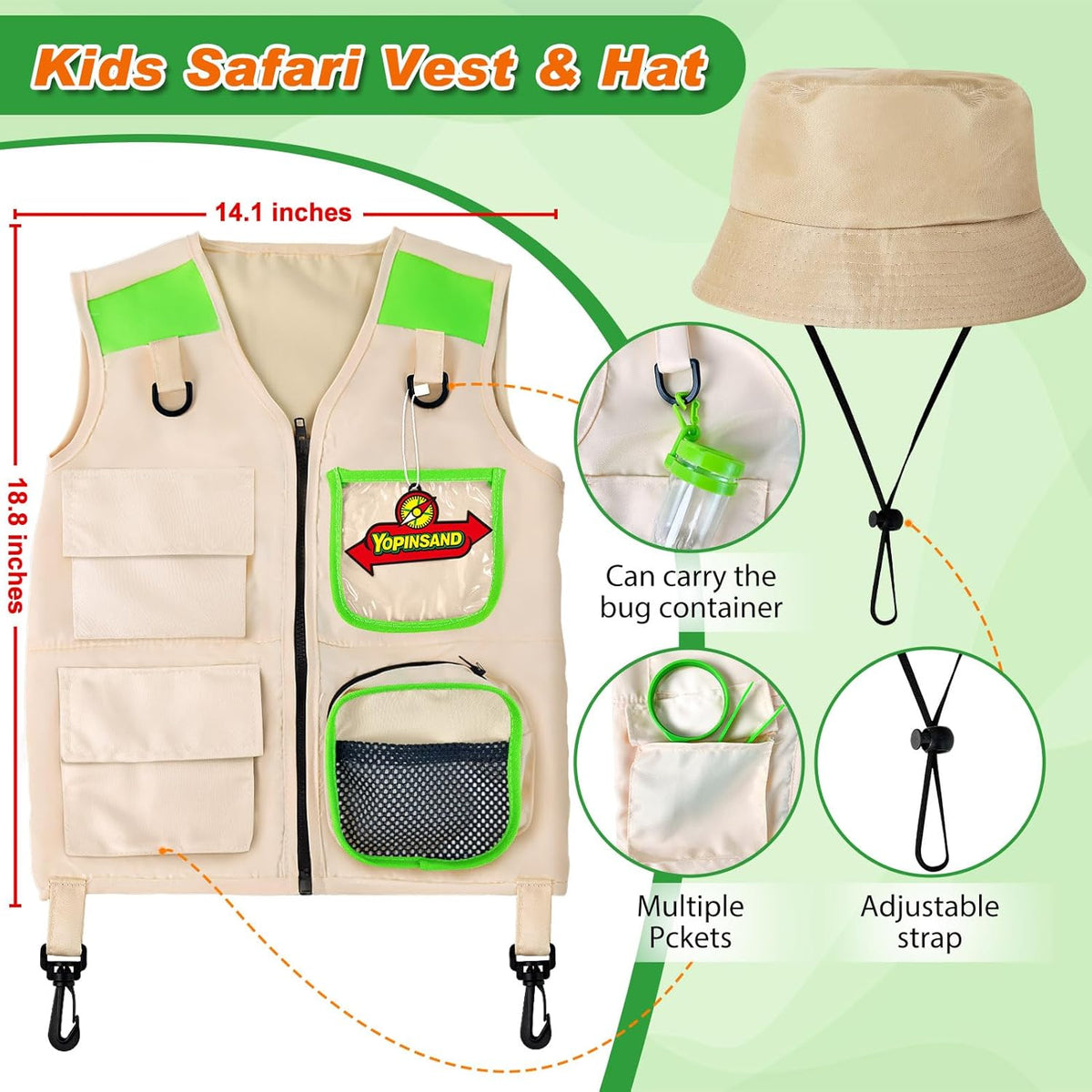 Kids Explorer Kit & Bug Catcher Kit, Kids Camping Gear for Kids, Outdoor Exploration Set with Vest & Hat, Ideal Outdoor Camping Adventure Toys for Ages 3 4 5 6 7 8 Boys Girls