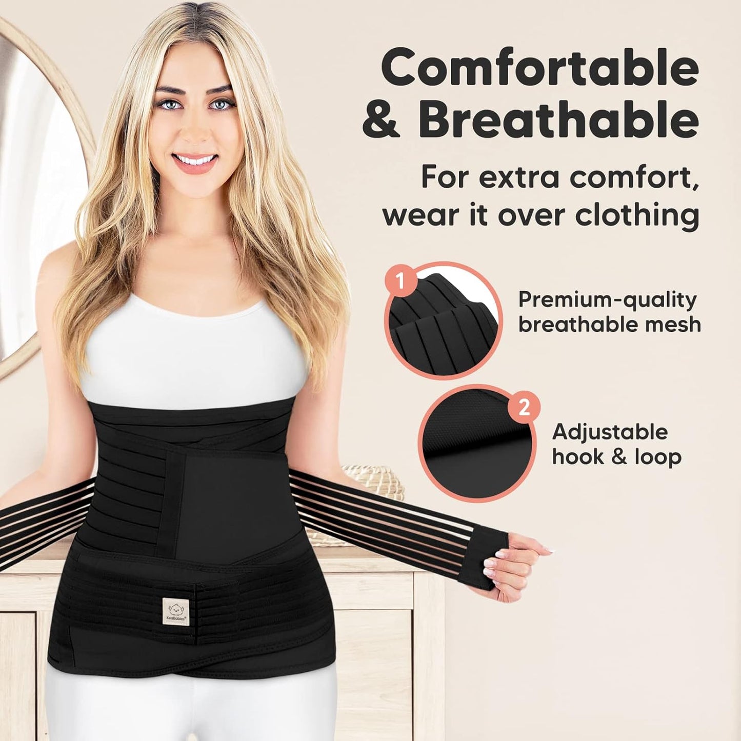 3 in 1 Postpartum Belly Support Recovery Wrap – Postpartum Belly Band, After Birth Brace, Slimming Girdles, Body Shaper Waist Shapewear, Post Surgery Pregnancy Belly Support Band (Midnight Black, M/L)