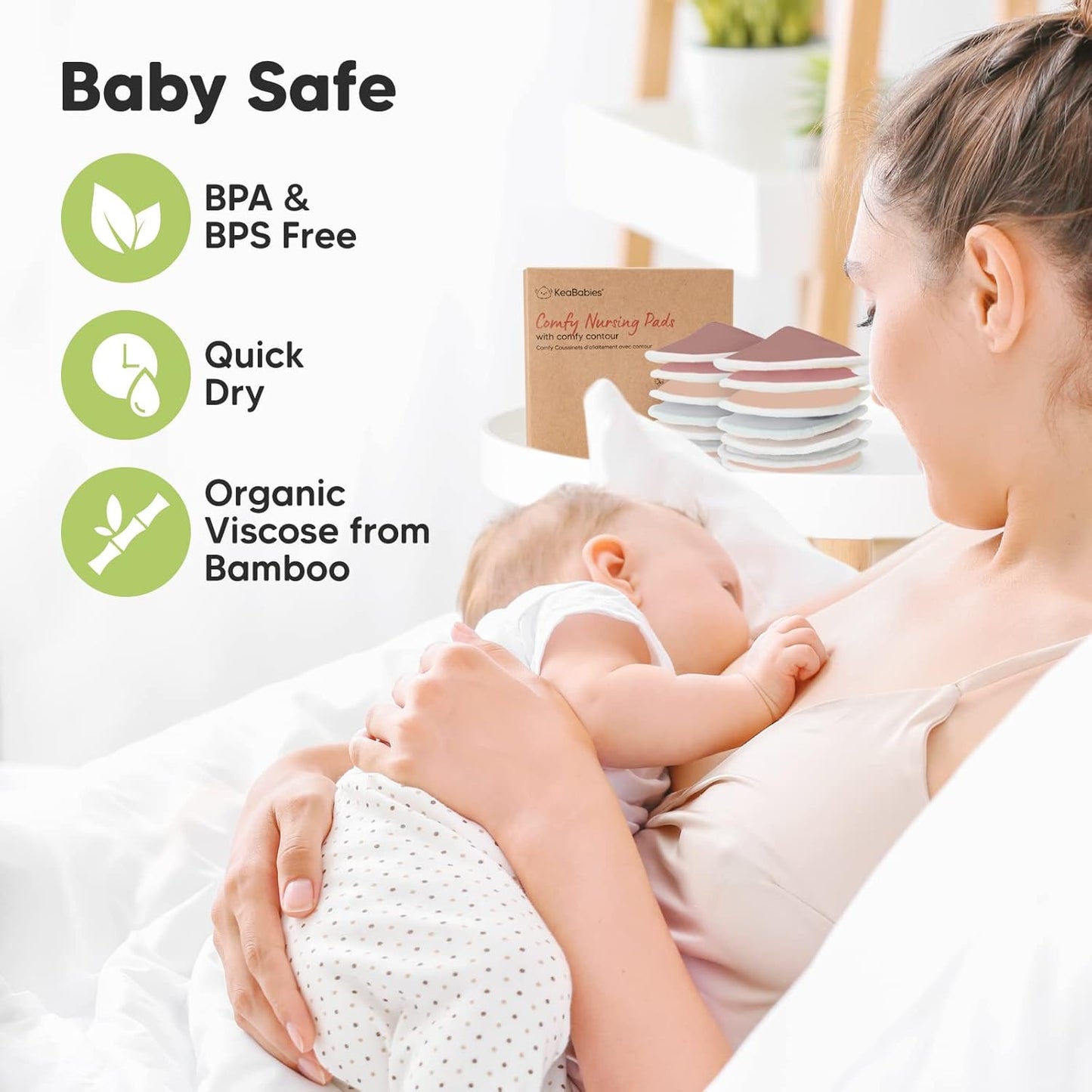 Organic Nursing Pads - 14 Washable Viscose Derived from Bamboo Breastfeeding Pads, Wash Bag, Reusable Breast Pads for Breastfeeding, Nipple Pads for Breastfeeding Essentials (Lovelle, M 3.9")