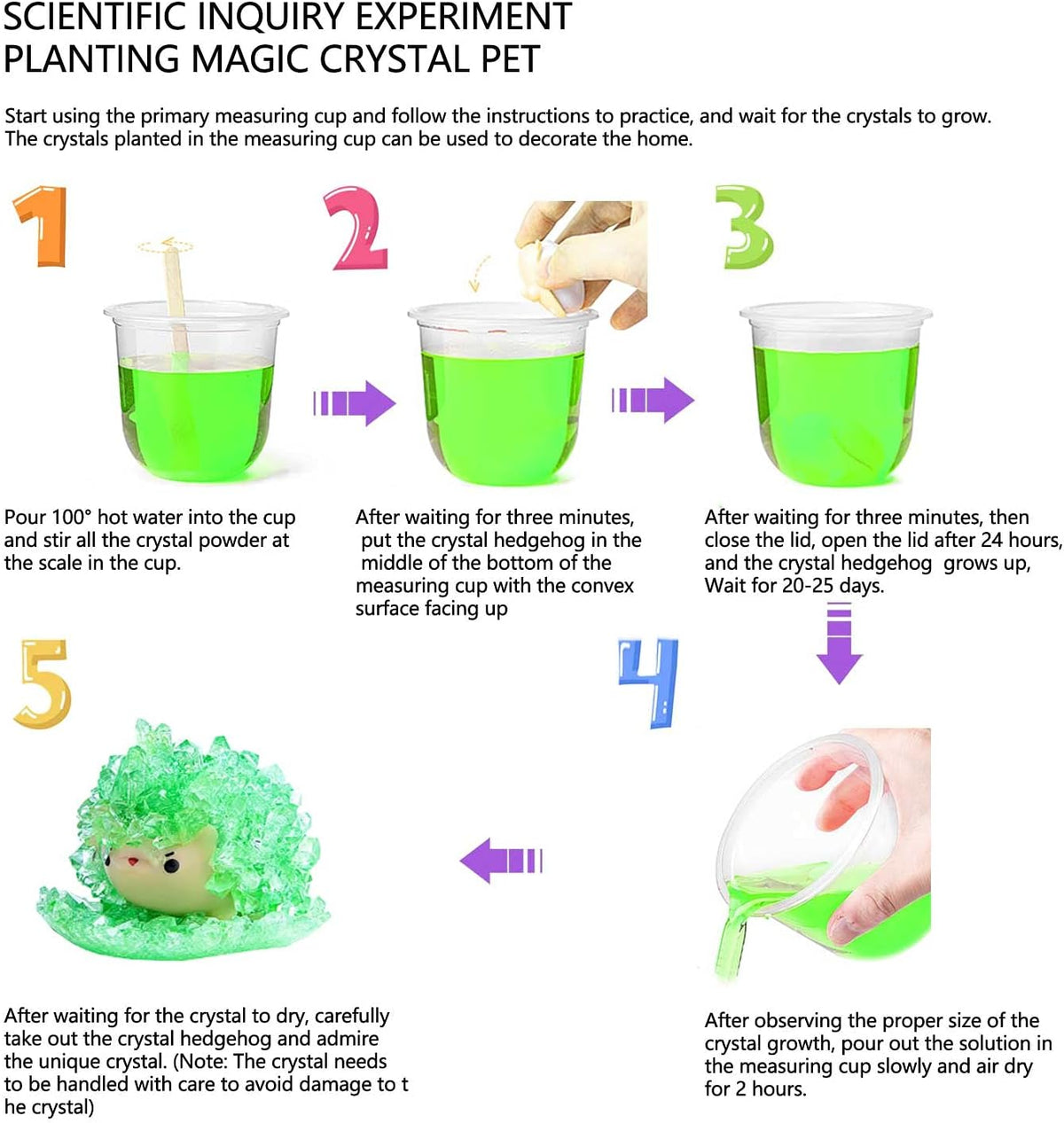 Crystal Growing Toys for Kids - Vibrant Colorful Crystal Hedgehog to Grow,Science Experiments Learning and Education for Kids STEM Gifts for Boys & Girls 8 years + (Moss Green)