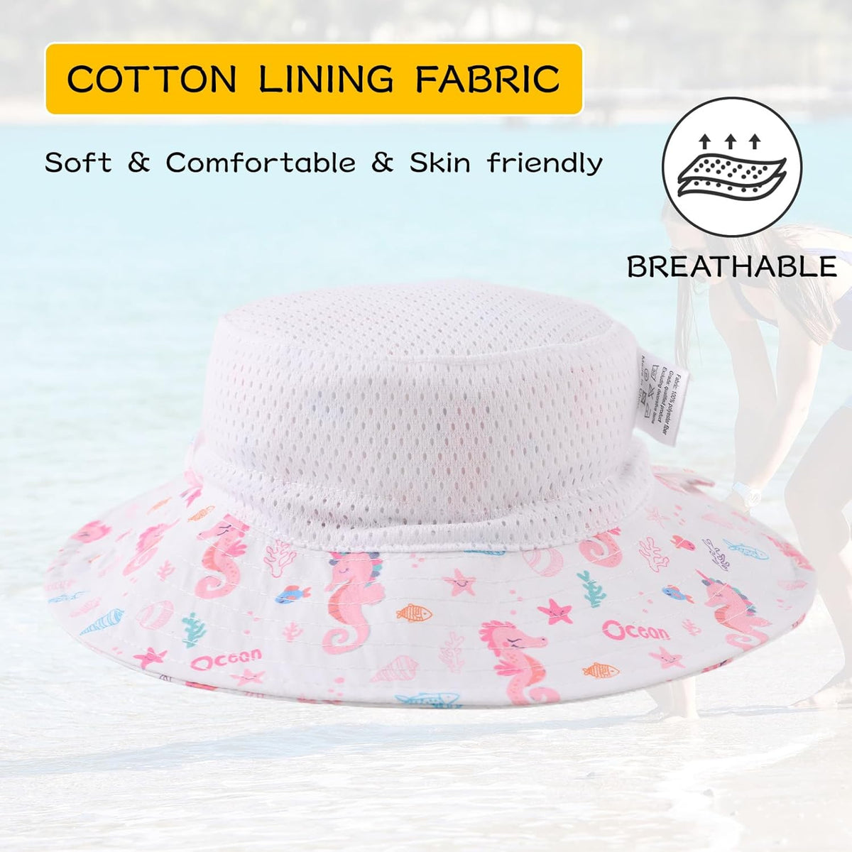 Peecabe Summer Baby Sun Hat for Boys Girls UPF 50+ Wide Brim Toddle Bucket Hat Adjustable Baby Beach Cap 0-8 Years