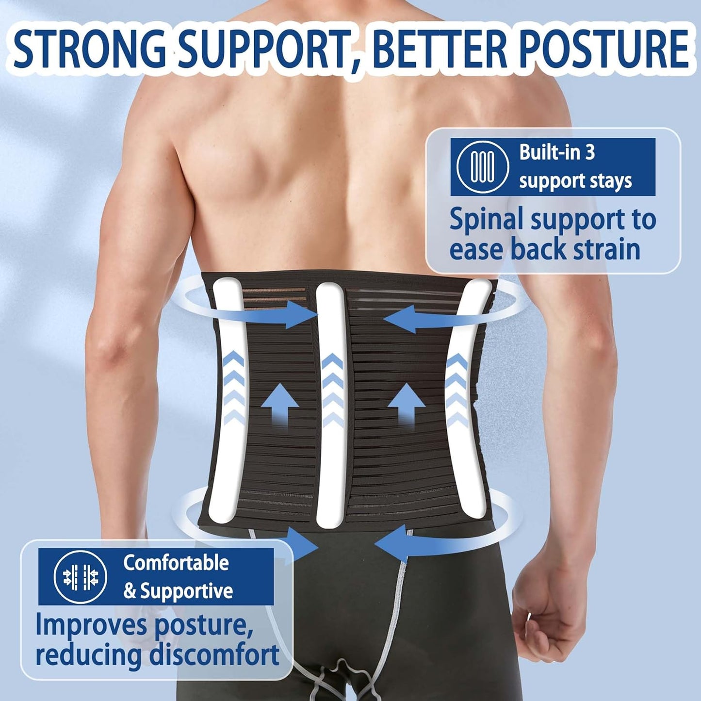 Abdominal Binder for Post Surgery & Postpartum Recovery, Abdomen Hernia Support Belt for Women & Men (Black, Large)