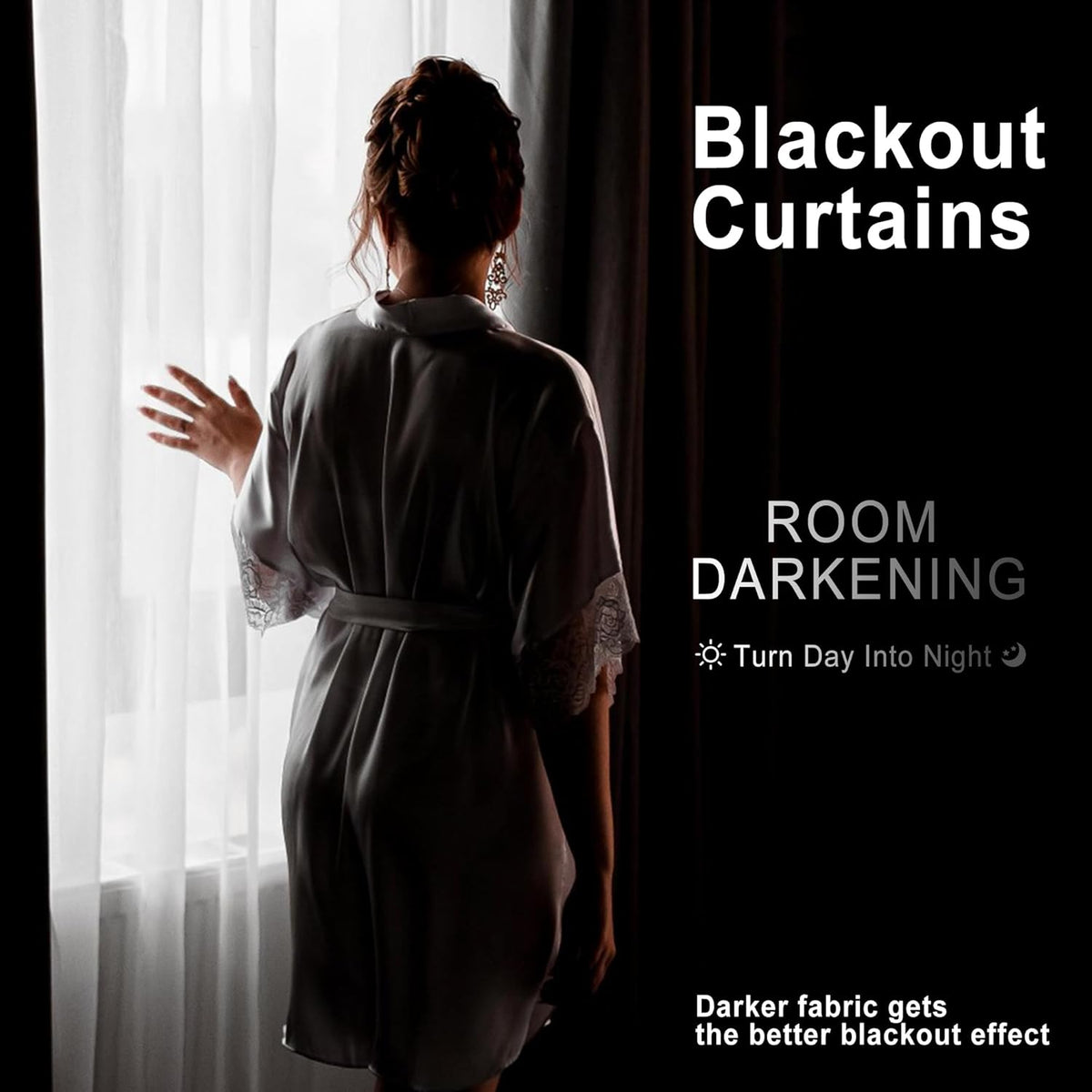 XWZO Blackout Curtains for Bedroom 63 inch Length Room Darkening Thermal Insulated Rod Pocket Curtains for Living Room with Tiebacks,White,W42 x L63,Set of 2
