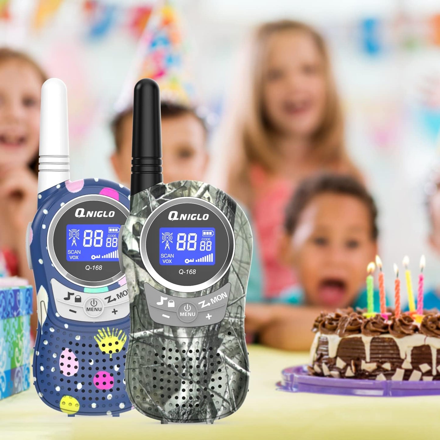 QNIGLO Camping Walkie Talkies for Kids Rechargeable, Camo Kids Walkie Talkies for Boys Girls fit Outdoor Adventure Game Spy Gear Hiking, Army Police Toys for 3 4 5 6-12 Year Old