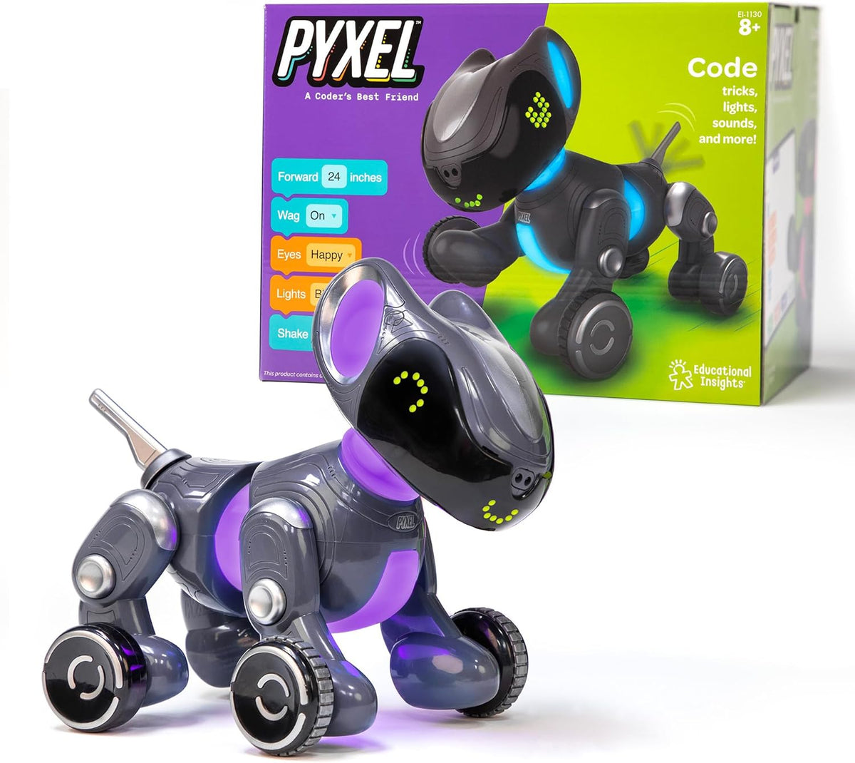 Educational Insights PYXEL A Coder’s Best Friend - Coding Robots for Kids with Blockly & Python Coding Languages, Easter Basket Stuffers for Kids, Coding for Kids Ages 8+, STEM Toys