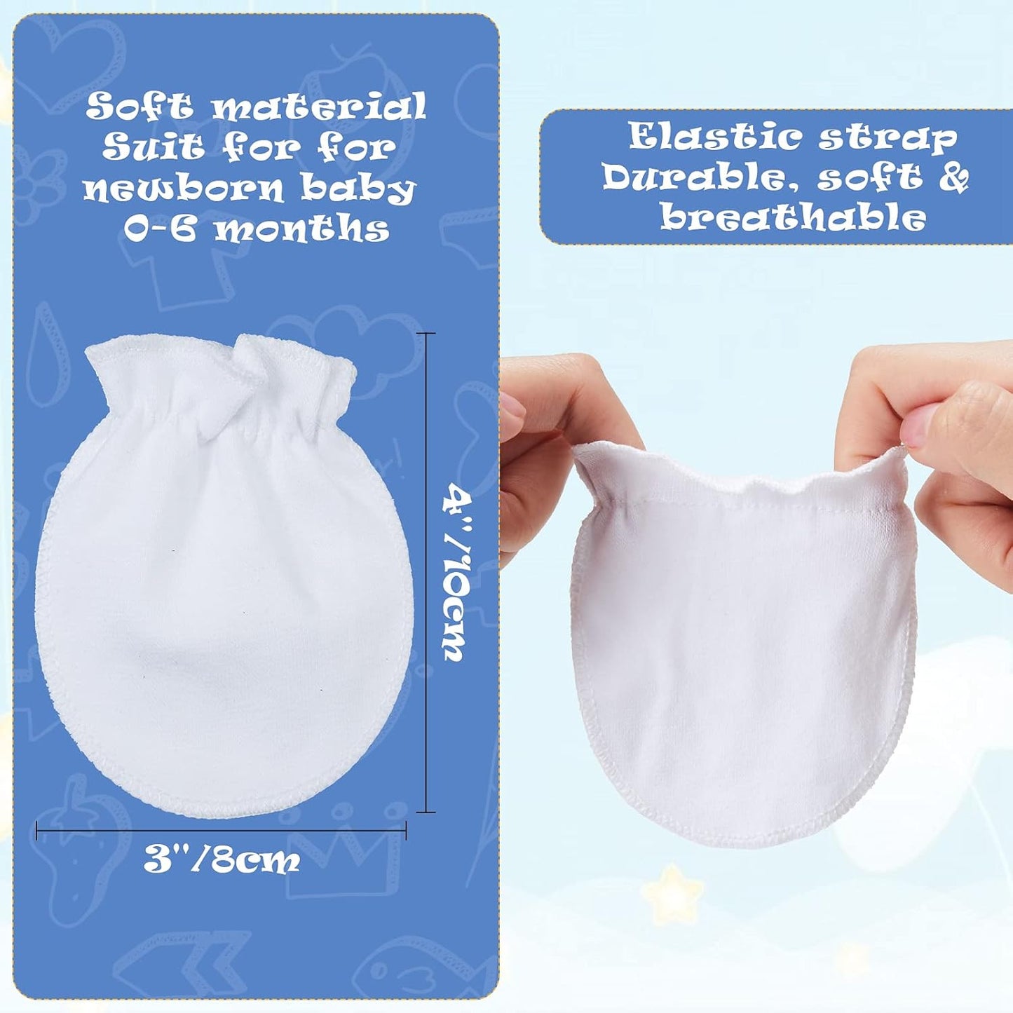 Syhood 6 Pairs Newborn Baby Mittens Cotton No Scratch Infant Gloves Mitten for Baby 0-6 Months Boys Girls