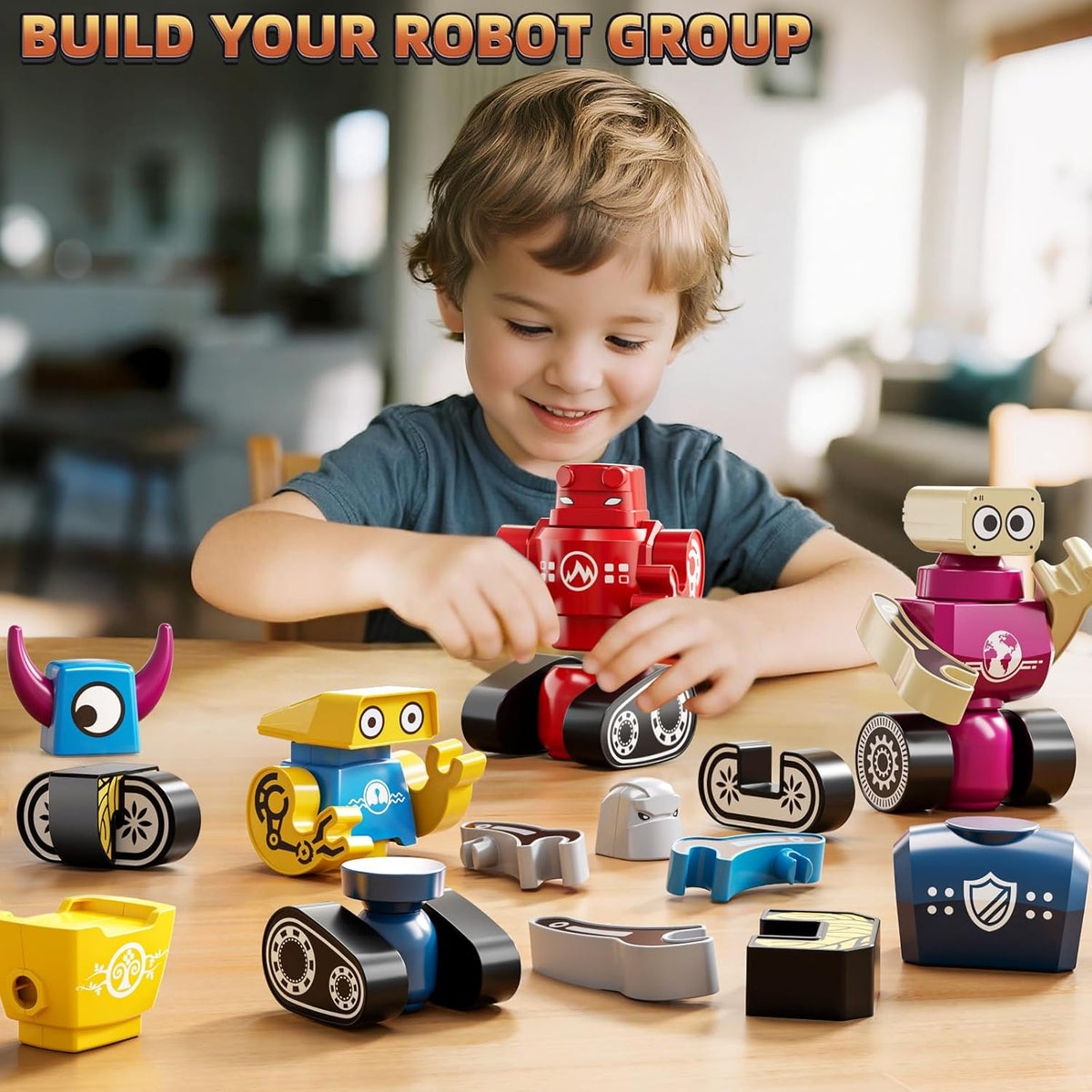 Magnets Robot Building Toys for Kids Ages 3-5 4-8 - 36 PCS Monsters Toys Robot Stacking Building Blocks Set with Storage Box, Creative Learning Christmas and Birthday Gifts for Boys Girls 2-4
