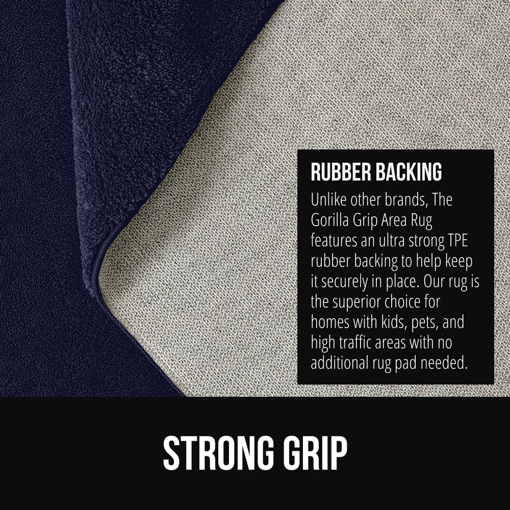 GORILLA GRIP Ultra Soft Washable Area Rug, Stain and Slip Resistant Plush Thick Carpet for Bedroom Living Room, No Shed Floor Rugs, Pet Friendly, Dorm Essentials, Kids Nursery Home Decor 3x2 Navy Blue