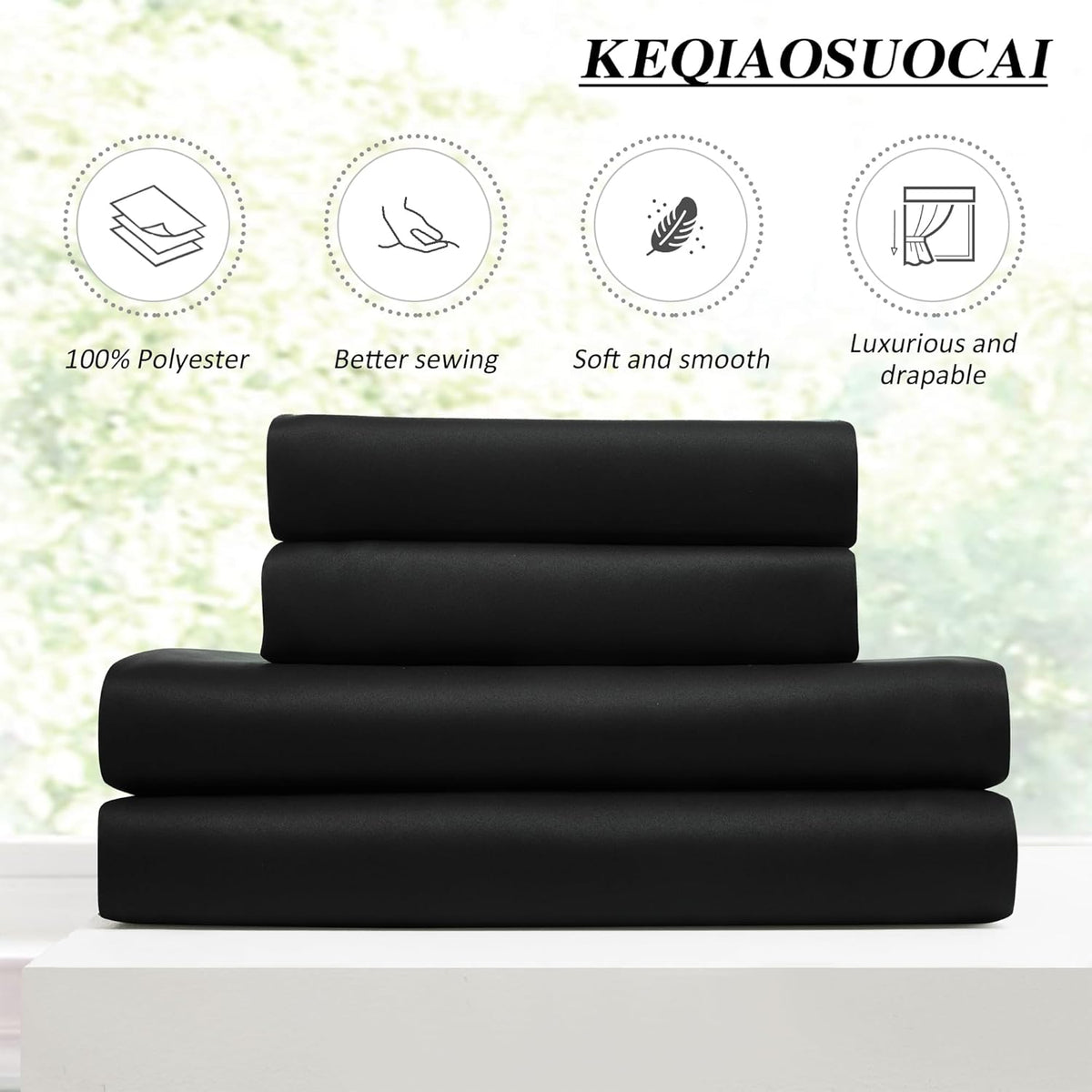 KEQIAOSUOCAI 72 Inch Wide Black Pinch Pleated Curtains 72 x 95, Thermal Insulated Noise Cancelling Living Room Office Drapes 95 Inches Long, Patio Sliding Glass Door Window Curtain 2 Panels