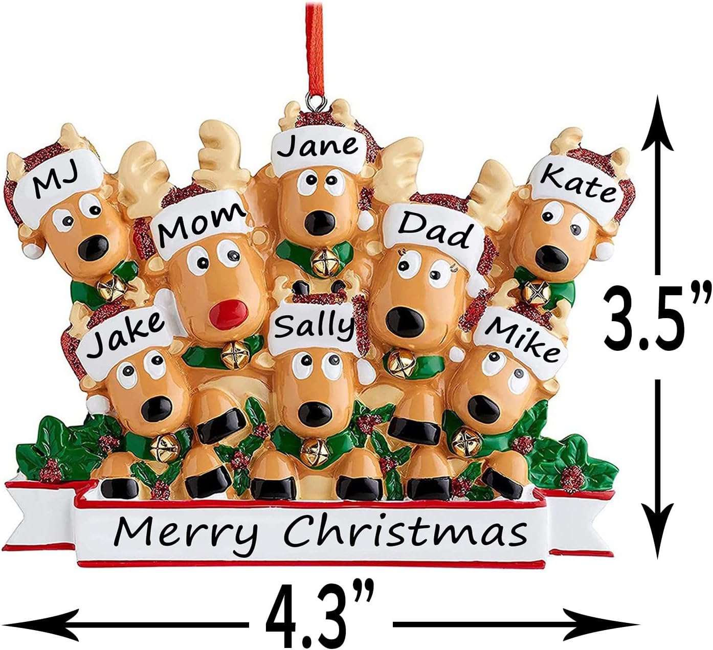 Personalized Christmas Ornaments 2025 Family of 2/3/4/5/6/7/8 Deer Christmas Ornaments Custom Name Customized Gifts for Xmas Tree,Family of 4