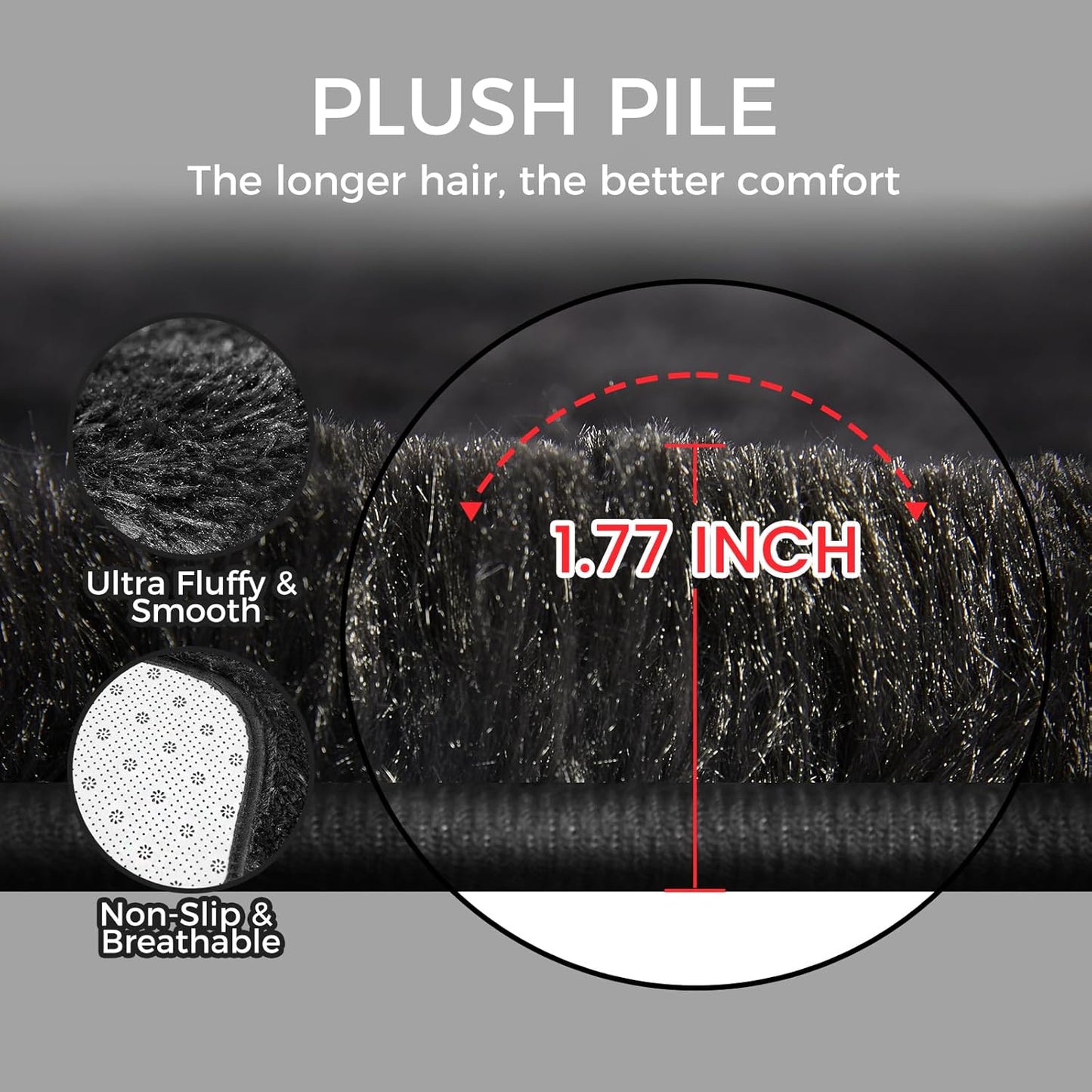 Ultra Soft Rug for Living Room, 8X10 Fluffy Shag Area Rug for Bedroom, Modern Shaggy Carpets Fuzzy Rug for Teens Dorm Nursery Home Decor Aesthetic, Upgrade Anti-Skid Durable, Black