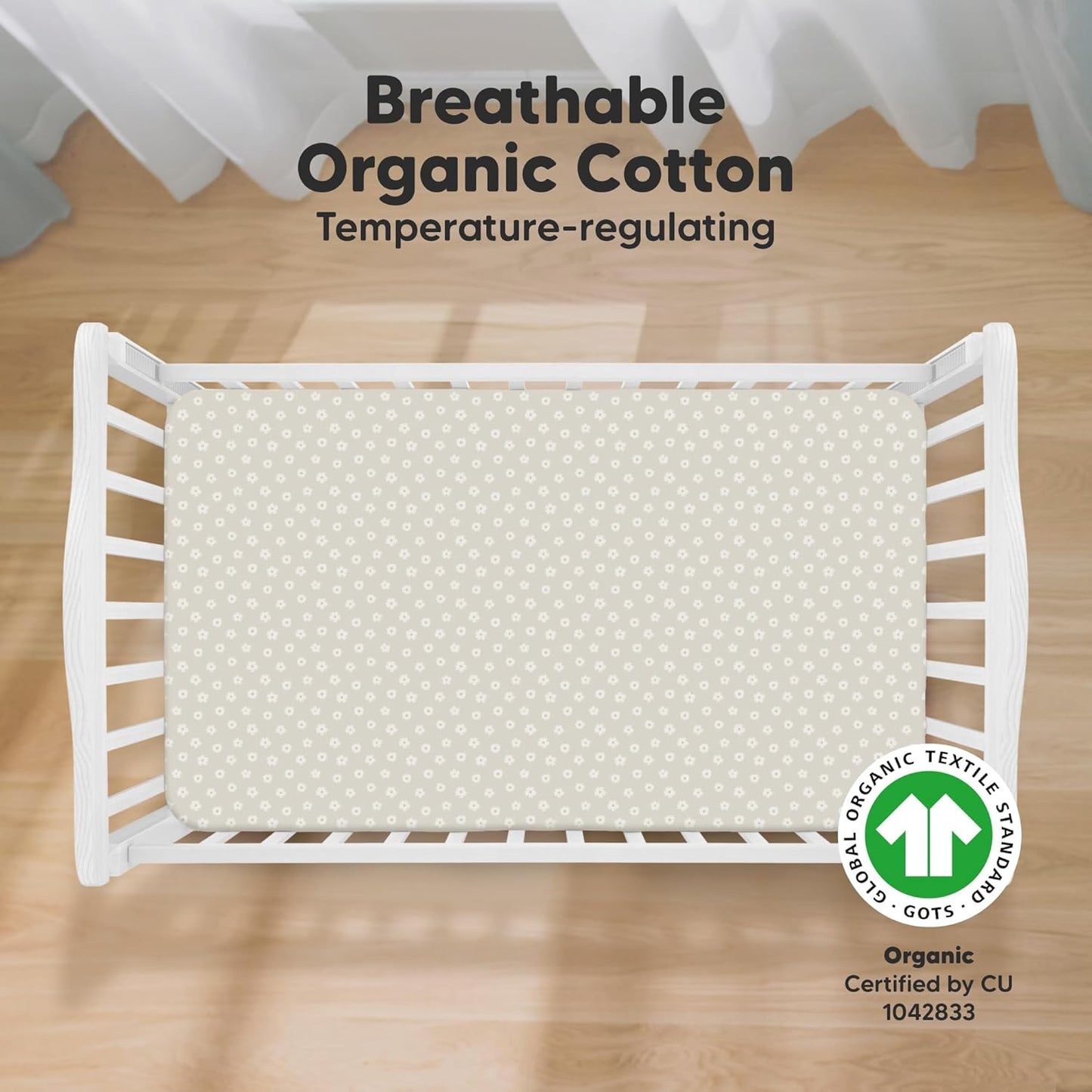 KeaBabies 2-Pack Organic Crib Sheets for Boys, Girls - 52x28 Fitted Crib Mattress Sheet Neutral, Breathable Jersey Cotton Cover for Baby Bed, Toddler Mattress, Soft & Cute Prints (Meadow)