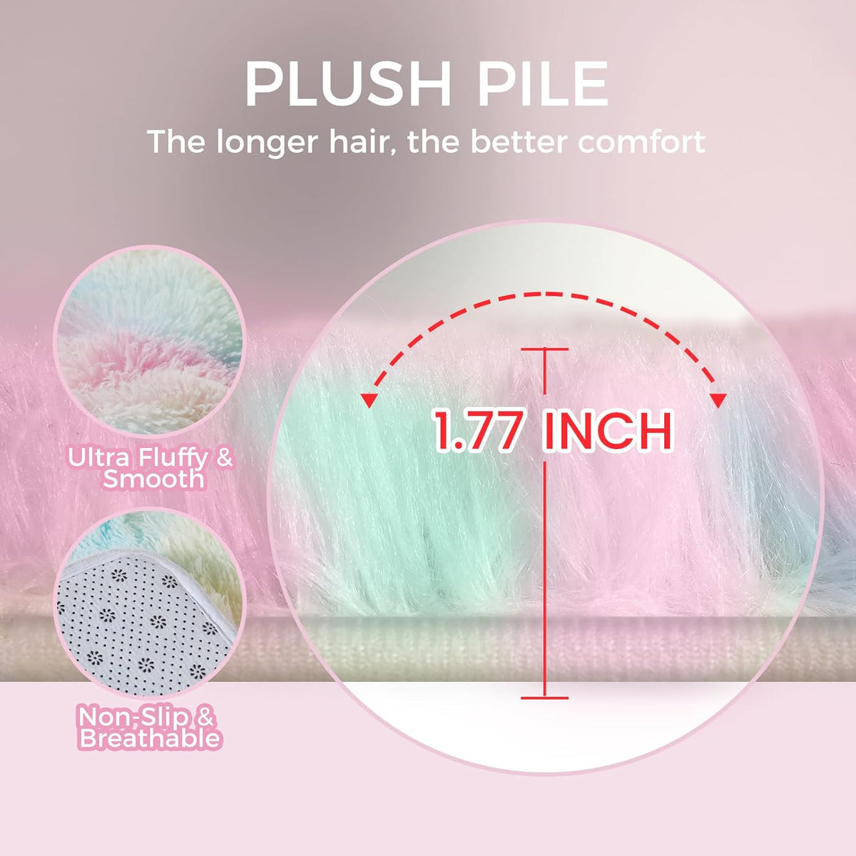 Ultra Soft Rug for Living Room, 5X8 Fluffy Shag Area Rug for Bedroom, Modern Shaggy Carpets Fuzzy Rug for Teens Dorm Nursery Home Decor Aesthetic, Upgrade Anti-Skid Durable, Rainbow