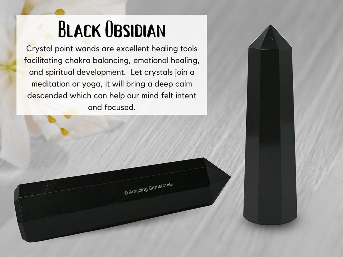Amazing Gemstone Black Obsidian Crystal Towers ~ Natural Healing Crystal Point Obelisk for Reiki Healing and Crystal Grid (2" to 3" Inch)